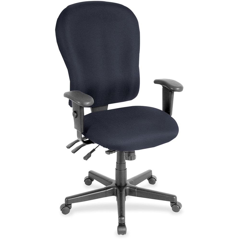 EUTFM408066 - 4x4xl High Back Task Chair is an economical chair that provides all-day comfort with its contoured cushions and ergonomic features. Tilt-tension control with tilt lock allows you to adjust the recline rate based on your weight. Center tilt with adjustable tension gives you the ability to rock. Back-angle adjustment sets the back angle for personalized comfort in a reclined position. Seat-height adjustment allows you to set the height to the desired position relative to the floor. Waterfall seat slopes to reduce pressure on the back of your knees for extra comfort. Forward seat tilt changes the angle of the seat to enable proper ergonomic posture while using a computer keyboard. Arm-height adjustment lets you to move the arms up or down for proper ergonomic positioning. Ratchet-back height adjustment allows the backrest to easily adjust relative to the seat for personalized lumbar region support and comfort. Fabric-upholstered chair adds soft comfort to any space.