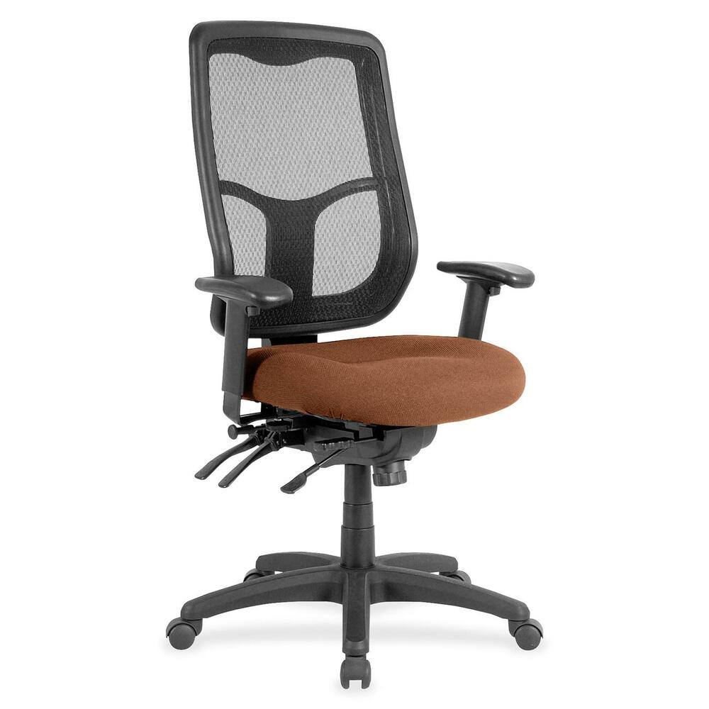 EUTMFH9SL30 - Apollo High Back Multifunction Chair features a ratchet back that moves up or down relative to the seat for lumbar support and comfort. Set back at an angle for personalized comfort in reclined position. Seat-height adjustment lets you position the seat height relative to the floor. Adjust tension to rock back and forth. Seat depth slides relative to back for ultimate, customized seating. Fabric-upholstered, padded, waterfall seat with sloping front reduces pressure on the back of the knees. Tilt-tension control with tilt lock allows you to adjust the recline rate based on your weight. Tilt seat forward to change the seat angle for a comfortable position when you're using a keyboard. Depth-adjustable arms slide forward or backward for proper ergonomic positioning. Arm-height adjustment adjusts arm up or down while arm pads angle in or out. Nylon, five-star base features casters for easy mobility. Chair is Greenguard certified to have low chemical emissions.