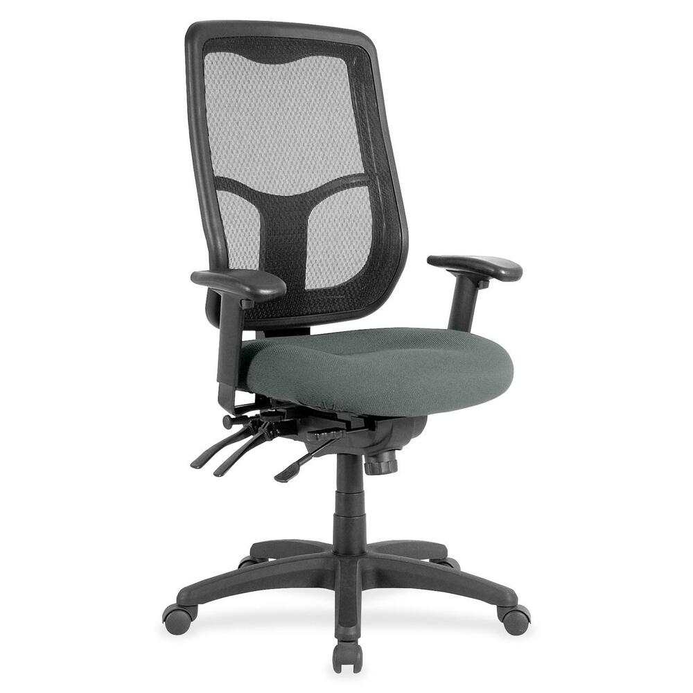EUTMFH9SL32 - Apollo High Back Multifunction Chair features a ratchet back that moves up or down relative to the seat for lumbar support and comfort. Set back at an angle for personalized comfort in reclined position. Seat-height adjustment lets you position the seat height relative to the floor. Adjust tension to rock back and forth. Seat depth slides relative to back for ultimate, customized seating. Fabric-upholstered, padded, waterfall seat with sloping front reduces pressure on the back of the knees. Tilt-tension control with tilt lock allows you to adjust the recline rate based on your weight. Tilt seat forward to change the seat angle for a comfortable position when you're using a keyboard. Depth-adjustable arms slide forward or backward for proper ergonomic positioning. Arm-height adjustment adjusts arm up or down while arm pads angle in or out. Nylon, five-star base features casters for easy mobility. Chair is Greenguard certified to have low chemical emissions.