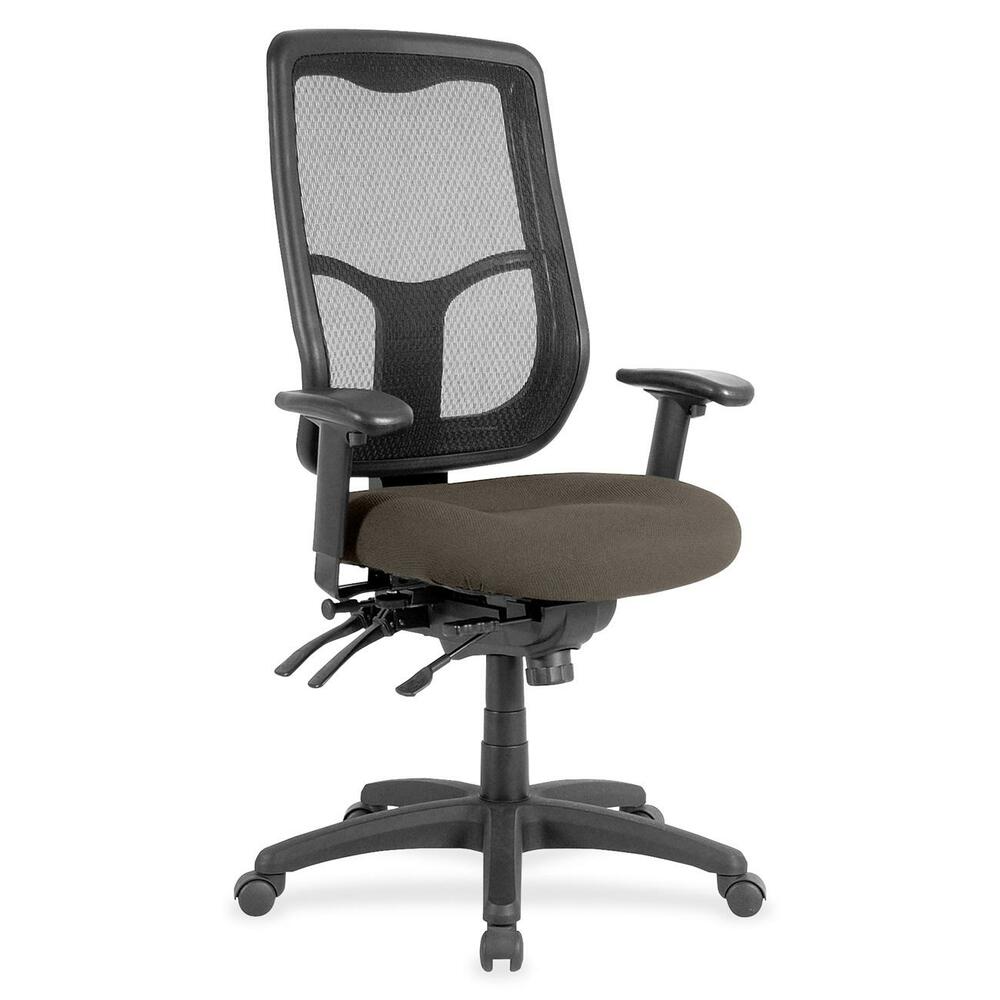 EUTMFH9SL86 - Apollo High Back Multifunction Chair features a ratchet back that moves up or down relative to the seat for lumbar support and comfort. Set back at an angle for personalized comfort in reclined position. Seat-height adjustment lets you position the seat height relative to the floor. Adjust tension to rock back and forth. Seat depth slides relative to back for ultimate, customized seating. Fabric-upholstered, padded, waterfall seat with sloping front reduces pressure on the back of the knees. Tilt-tension control with tilt lock allows you to adjust the recline rate based on your weight. Tilt seat forward to change the seat angle for a comfortable position when you're using a keyboard. Depth-adjustable arms slide forward or backward for proper ergonomic positioning. Arm-height adjustment adjusts arm up or down while arm pads angle in or out. Nylon, five-star base features casters for easy mobility. Chair is Greenguard certified to have low chemical emissions.