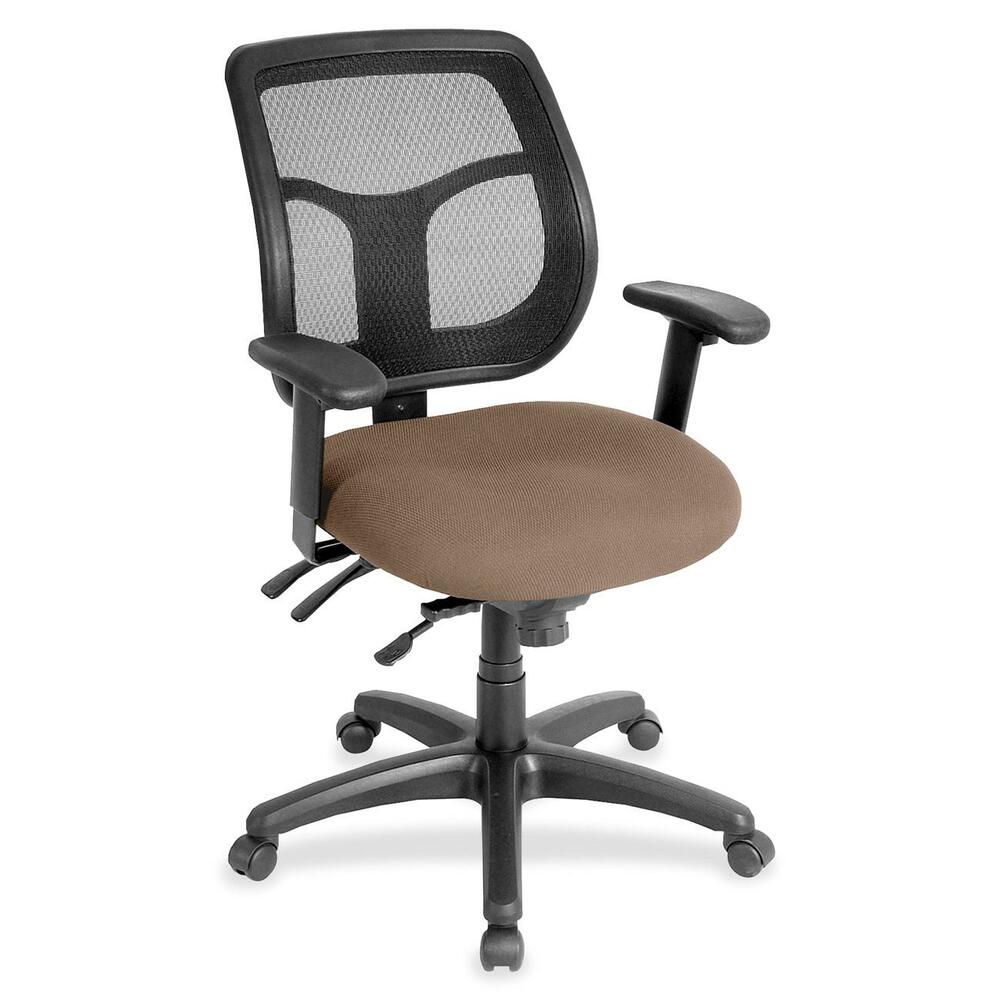 EUTMFT94503 - Apollo Multifunction Task Chair features a ratchet back that moves up or down relative to the seat for lumbar support and comfort. Mesh back provides enhances airflow for breathability. Set back at an angle for personalized comfort in reclined position. Seat-height adjustment lets you position the seat height relative to the floor. Chair rocks back and forth with adjustable, center-tilt mechanism. Fabric-upholstered, padded waterfall seat with sloping front reduces pressure on the back of the knees. Tilt-tension control with tilt lock allows you to adjust the recline rate based on your weight. Seat tilts forward to change the angle for a comfortable position when you're using a keyboard. Arm-height adjustment adjusts arm up or down while arm pads angle in or out. Nylon, five-star base features casters for easy mobility. Chair is Greenguard certified to have low chemical emissions.