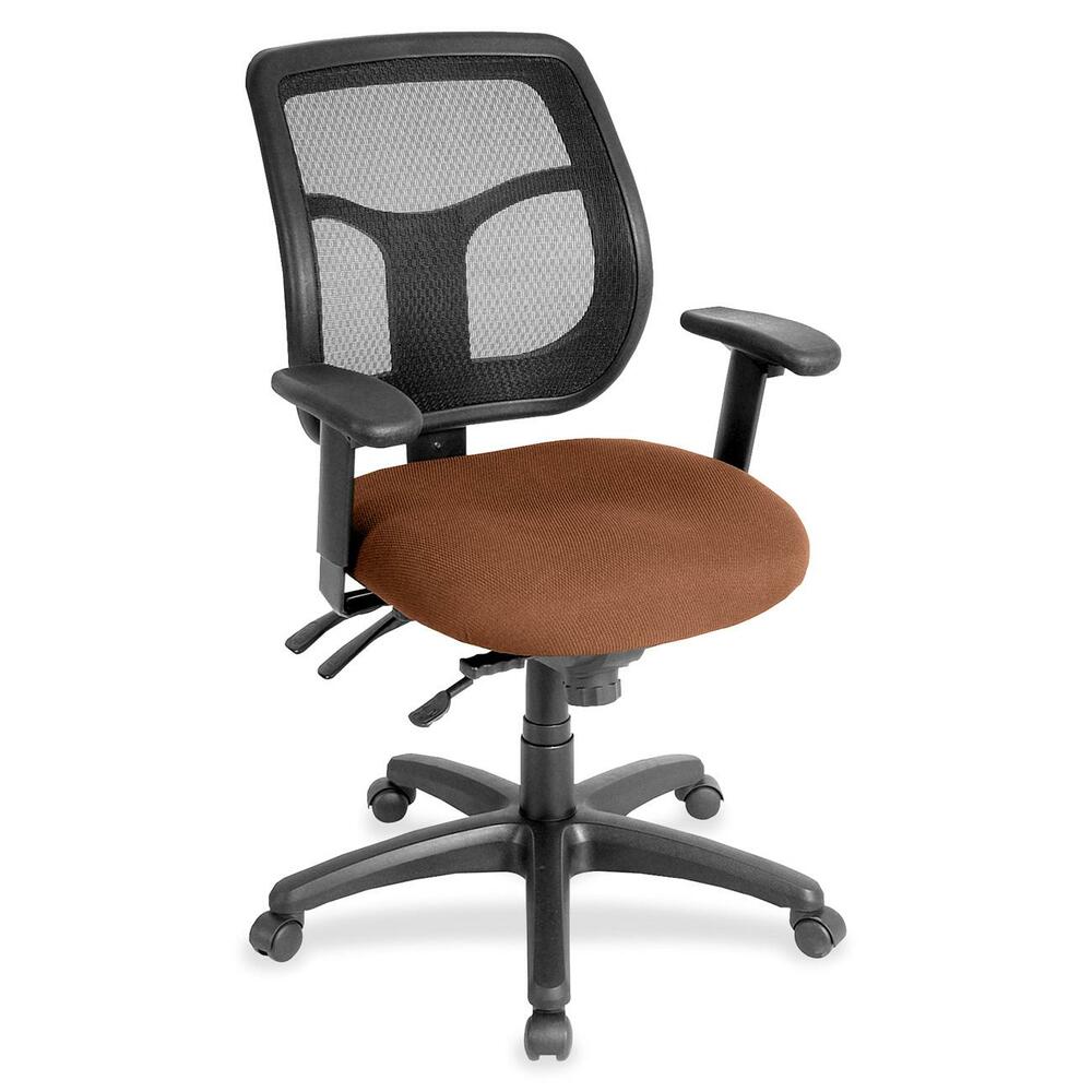 EUTMFT94530 - Apollo Multifunction Task Chair features a ratchet back that moves up or down relative to the seat for lumbar support and comfort. Mesh back provides enhances airflow for breathability. Set back at an angle for personalized comfort in reclined position. Seat-height adjustment lets you position the seat height relative to the floor. Chair rocks back and forth with adjustable, center-tilt mechanism. Fabric-upholstered, padded waterfall seat with sloping front reduces pressure on the back of the knees. Tilt-tension control with tilt lock allows you to adjust the recline rate based on your weight. Seat tilts forward to change the angle for a comfortable position when you're using a keyboard. Arm-height adjustment adjusts arm up or down while arm pads angle in or out. Nylon, five-star base features casters for easy mobility. Chair is Greenguard certified to have low chemical emissions.