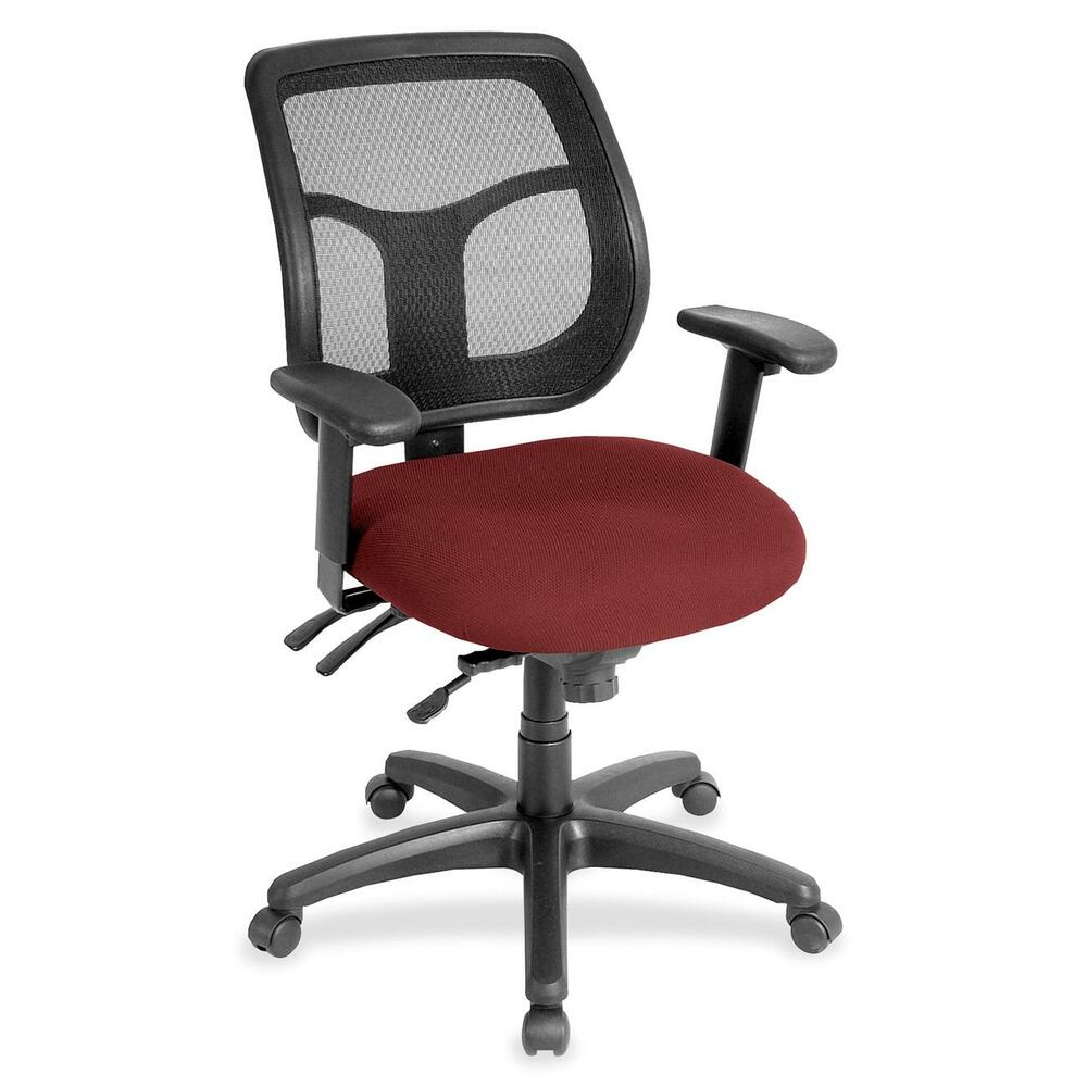 EUTMFT94531 - Apollo Multifunction Task Chair features a ratchet back that moves up or down relative to the seat for lumbar support and comfort. Mesh back provides enhances airflow for breathability. Set back at an angle for personalized comfort in reclined position. Seat-height adjustment lets you position the seat height relative to the floor. Chair rocks back and forth with adjustable, center-tilt mechanism. Fabric-upholstered, padded waterfall seat with sloping front reduces pressure on the back of the knees. Tilt-tension control with tilt lock allows you to adjust the recline rate based on your weight. Seat tilts forward to change the angle for a comfortable position when you're using a keyboard. Arm-height adjustment adjusts arm up or down while arm pads angle in or out. Nylon, five-star base features casters for easy mobility. Chair is Greenguard certified to have low chemical emissions.