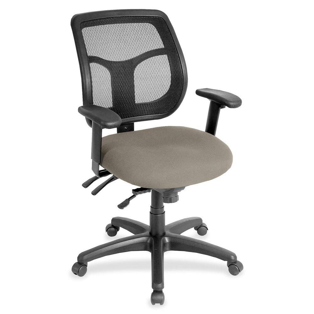 EUTMFT94551 - Apollo Multifunction Task Chair features a ratchet back that moves up or down relative to the seat for lumbar support and comfort. Mesh back provides enhances airflow for breathability. Set back at an angle for personalized comfort in reclined position. Seat-height adjustment lets you position the seat height relative to the floor. Chair rocks back and forth with adjustable, center-tilt mechanism. Fabric-upholstered, padded waterfall seat with sloping front reduces pressure on the back of the knees. Tilt-tension control with tilt lock allows you to adjust the recline rate based on your weight. Seat tilts forward to change the angle for a comfortable position when you're using a keyboard. Arm-height adjustment adjusts arm up or down while arm pads angle in or out. Nylon, five-star base features casters for easy mobility. Chair is Greenguard certified to have low chemical emissions.