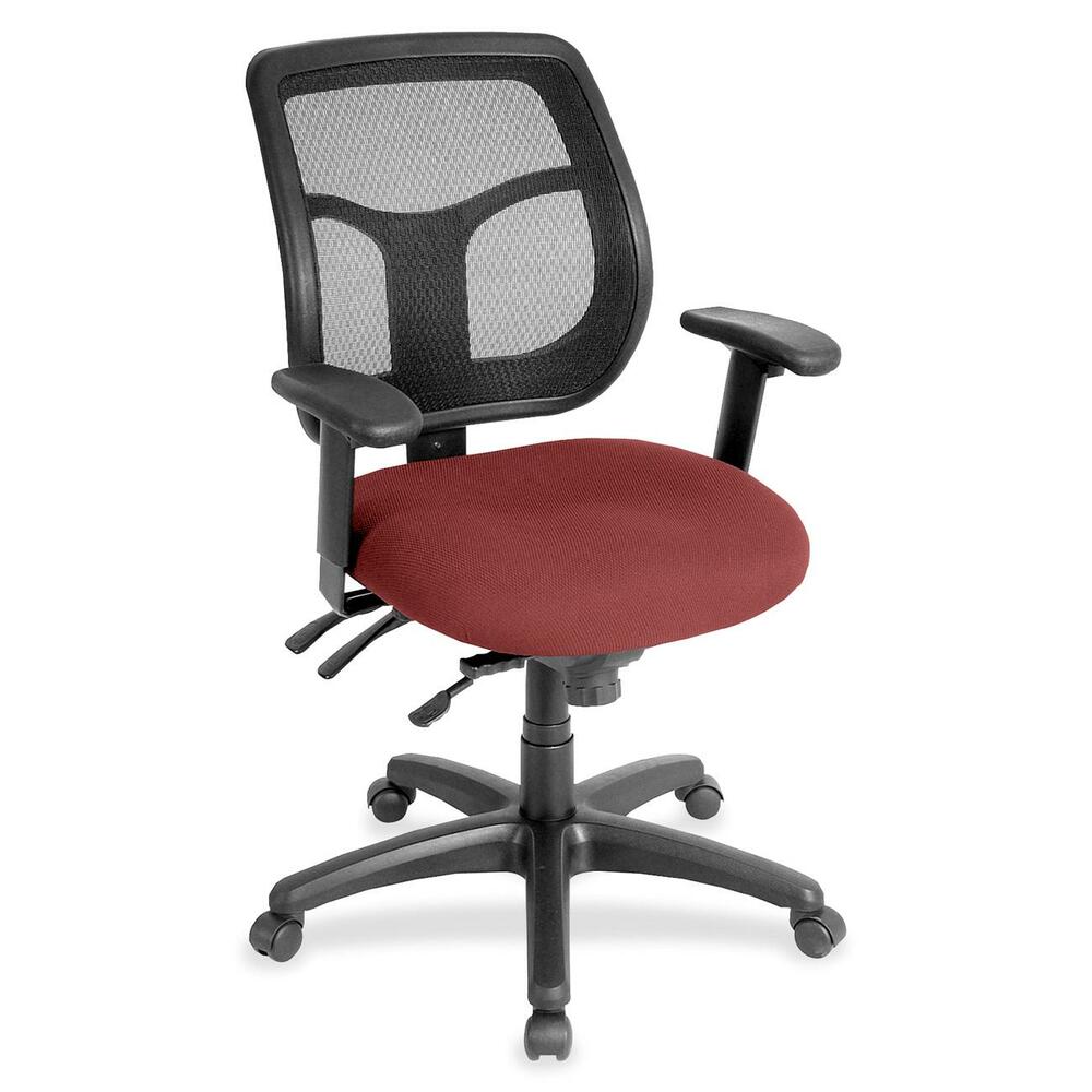 EUTMFT94588 - Apollo Multifunction Task Chair features a ratchet back that moves up or down relative to the seat for lumbar support and comfort. Mesh back provides enhances airflow for breathability. Set back at an angle for personalized comfort in reclined position. Seat-height adjustment lets you position the seat height relative to the floor. Chair rocks back and forth with adjustable, center-tilt mechanism. Fabric-upholstered, padded waterfall seat with sloping front reduces pressure on the back of the knees. Tilt-tension control with tilt lock allows you to adjust the recline rate based on your weight. Seat tilts forward to change the angle for a comfortable position when you're using a keyboard. Arm-height adjustment adjusts arm up or down while arm pads angle in or out. Nylon, five-star base features casters for easy mobility. Chair is Greenguard certified to have low chemical emissions.