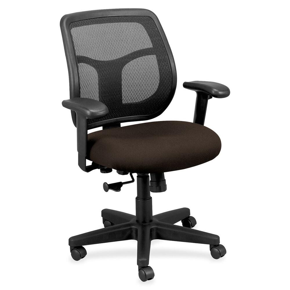 EUTMT940041 - Apollo Mid Back Task Chair combines value, comfort, adjustability and quality to create a perennial favorite. Breathable, mesh back provides increased airflow and maximum comfort for all-day sitting. Ratchet back adjusts up or down relative to the seat for personalized lumbar support and comfort. Tilt-tension control features a recline rate that adapts to your weight. Lockout tilt function prevents tilting. Synchro-tilt mechanism lets the back recline in a preset ratio to the seat for relaxed positioning. Fabric-upholstered, padded, waterfall seat with sloping front reduces pressure on back of knees. Width-adjustable and height-adjustable arms move in or out and up or down for proper ergonomic positioning. Seat-height adjustment sets seat height to your desired position relative to the floor. Chair is Greenguard certified to have low chemical emissions.