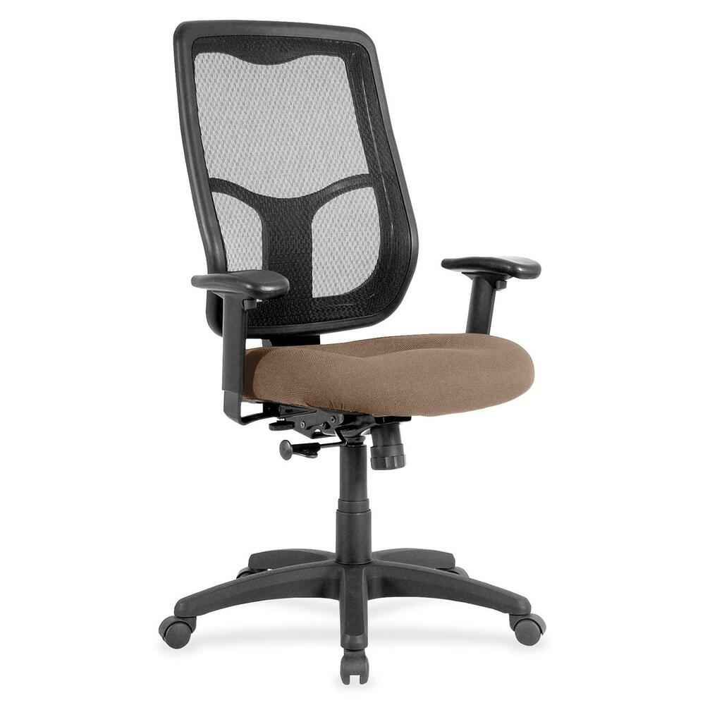 EUTMTHB9403 - Apollo High Back Chair with Ratchet Back combines value, comfort, adjustability and quality to give you a comfortable seating option with a breathable, mesh back. Tilt tension control with tilt lock allows you to adjust the recline rate based on your weight. Synchro-tilt allows the back to recline in a preset ratio to the seat. Seat-height adjustment allows you to set the height to the desired position relative to the floor. Fabric-upholstered, waterfall seat slopes to reduce pressure on the back of your knees for extra comfort through prolonged periods. Arms are both width-adjustable and height-adjustable for proper ergonomic positioning. 2.8" ratchet-back, height adjustment allows the backrest to easily adjust up or down relative to the seat for personalized lumbar region support and comfort. Chair is Greenguard certified to have low chemical emissions.