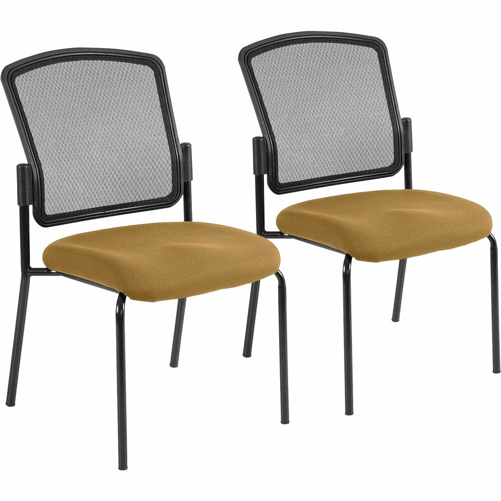EUT701429 - Dakota Stacking Guest Chair is a perfect, all-around seating solution with its sturdy, steel frame and functional design. Mesh back increases airflow for a comfortable sitting experience. Fabric-upholstered, padded seat enhances comfort during long periods of sitting. Armless design provides plenty of room without restricting your movement. Optional casters are available (not included) for easy mobility. Chair is Greenguard certified to produce low chemical emissions.