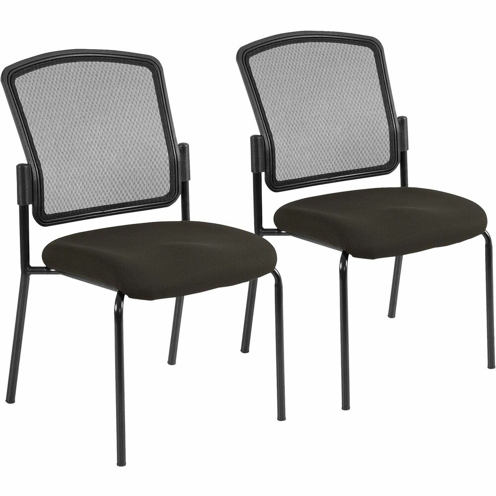 EUT701404 - Dakota Stacking Guest Chair is a perfect, all-around seating solution with its sturdy, steel frame and functional design. Mesh back increases airflow for a comfortable sitting experience. Fabric-upholstered, padded seat enhances comfort during long periods of sitting. Armless design provides plenty of room without restricting your movement. Optional casters are available (not included) for easy mobility. Chair is Greenguard certified to produce low chemical emissions.