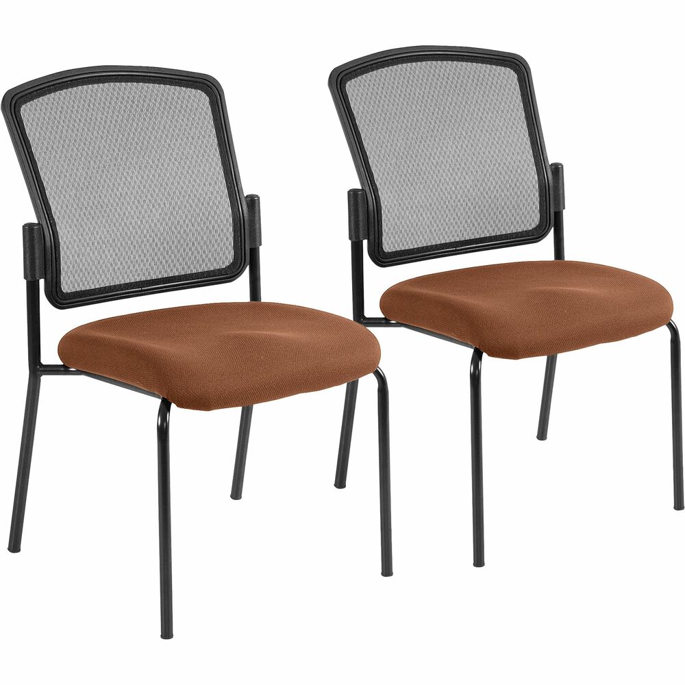 EUT701430 - Dakota Stacking Guest Chair is a perfect, all-around seating solution with its sturdy, steel frame and functional design. Mesh back increases airflow for a comfortable sitting experience. Fabric-upholstered, padded seat enhances comfort during long periods of sitting. Armless design provides plenty of room without restricting your movement. Optional casters are available (not included) for easy mobility. Chair is Greenguard certified to produce low chemical emissions.