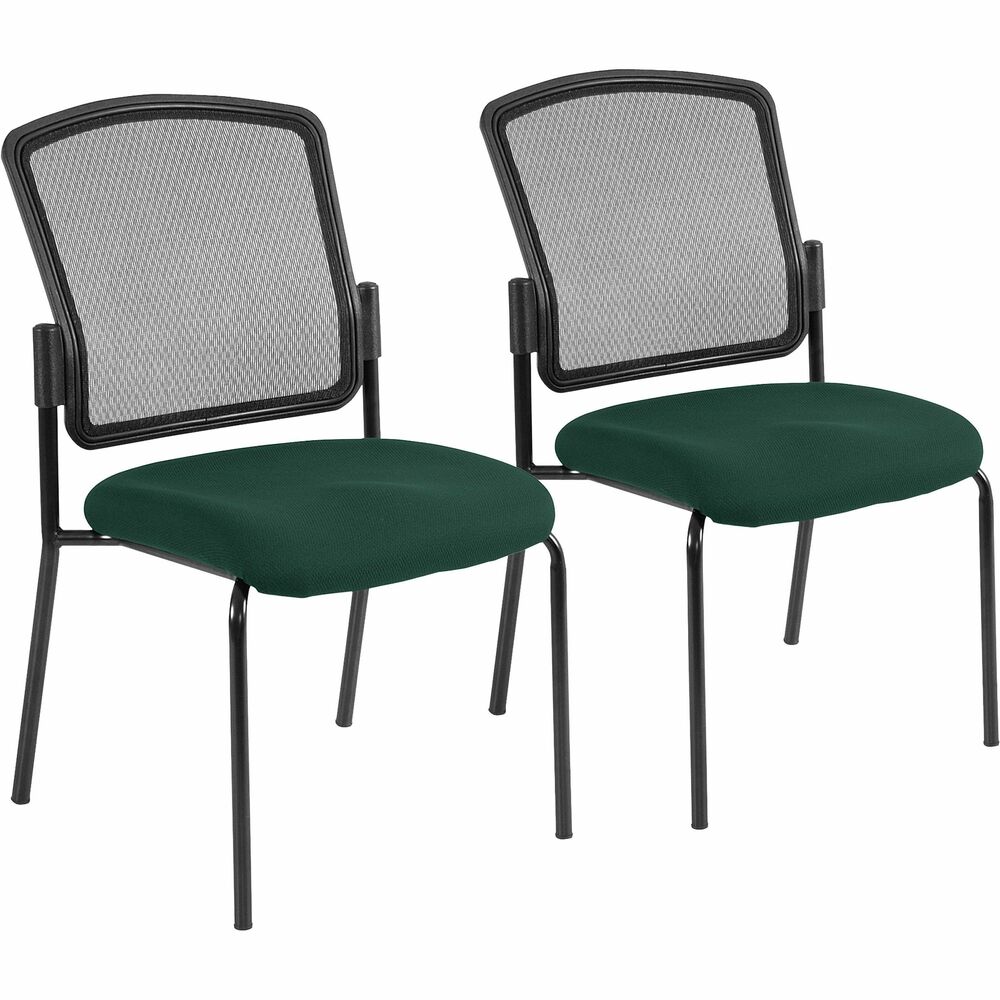 EUT701450 - Dakota Stacking Guest Chair is a perfect, all-around seating solution with its sturdy, steel frame and functional design. Mesh back increases airflow for a comfortable sitting experience. Fabric-upholstered, padded seat enhances comfort during long periods of sitting. Armless design provides plenty of room without restricting your movement. Optional casters are available (not included) for easy mobility. Chair is Greenguard certified to produce low chemical emissions.