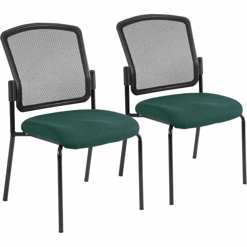 EUT701442 - Dakota Stacking Guest Chair is a perfect, all-around seating solution with its sturdy, steel frame and functional design. Mesh back increases airflow for a comfortable sitting experience. Fabric-upholstered, padded seat enhances comfort during long periods of sitting. Armless design provides plenty of room without restricting your movement. Optional casters are available (not included) for easy mobility. Chair is Greenguard certified to produce low chemical emissions.