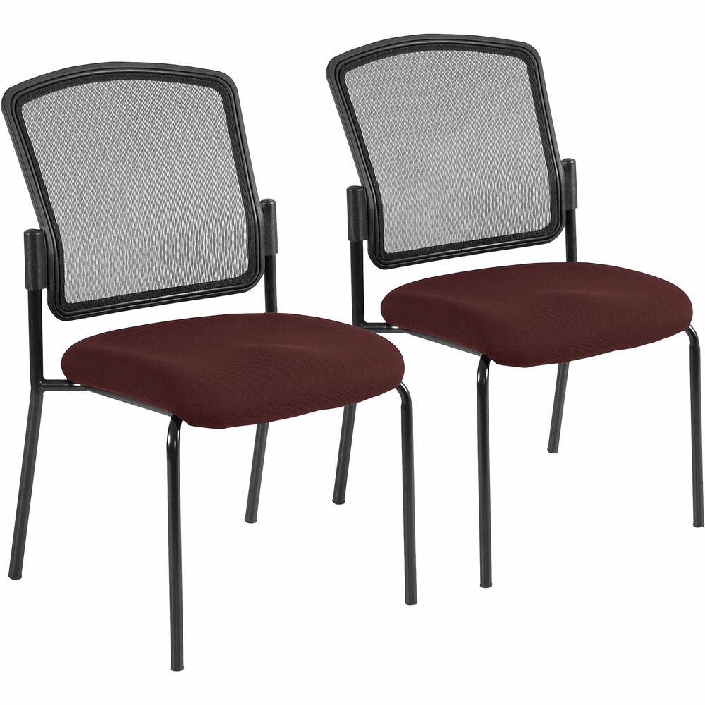 EUT701464 - Dakota Stacking Guest Chair is a perfect, all-around seating solution with its sturdy, steel frame and functional design. Mesh back increases airflow for a comfortable sitting experience. Fabric-upholstered, padded seat enhances comfort during long periods of sitting. Armless design provides plenty of room without restricting your movement. Optional casters are available (not included) for easy mobility. Chair is Greenguard certified to produce low chemical emissions.