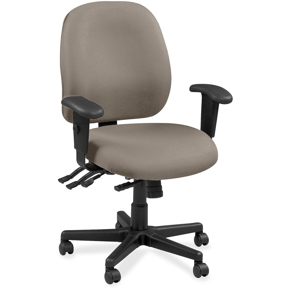 EUT4980251 - 4x4 Task Chair is an economical chair that provides all-day comfort with its contoured cushions and ergonomic features. Tilt-tension control with tilt lock allows you to adjust the recline rate based on your weight. Center tilt with adjustable tension gives you the ability to rock. Back-angle adjustment sets the back angle for personalized comfort in a reclined position. Seat-height adjustment allows you to set the height to the desired position relative to the floor. Waterfall seat slopes to reduce pressure on the back of your knees for extra comfort. Forward seat tilt changes the angle of the seat to enable proper ergonomic posture while using a computer keyboard. Arm-height adjustment allows you to move the arms up or down for proper ergonomic positioning. Ratchet-back height adjustment lets the backrest easily adjust relative to the seat for personalized lumbar region support and comfort. Fabric seat and back add a soft, comfortable addition to any space.
