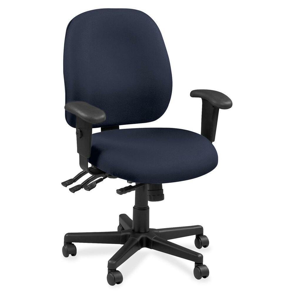 EUT4980201 - 4x4 Task Chair is an economical chair that provides all-day comfort with its contoured cushions and ergonomic features. Tilt-tension control with tilt lock allows you to adjust the recline rate based on your weight. Center tilt with adjustable tension gives you the ability to rock. Back-angle adjustment sets the back angle for personalized comfort in a reclined position. Seat-height adjustment allows you to set the height to the desired position relative to the floor. Waterfall seat slopes to reduce pressure on the back of your knees for extra comfort. Forward seat tilt changes the angle of the seat to enable proper ergonomic posture while using a computer keyboard. Arm-height adjustment allows you to move the arms up or down for proper ergonomic positioning. Ratchet-back height adjustment lets the backrest easily adjust relative to the seat for personalized lumbar region support and comfort. Fabric seat and back add a soft, comfortable addition to any space.