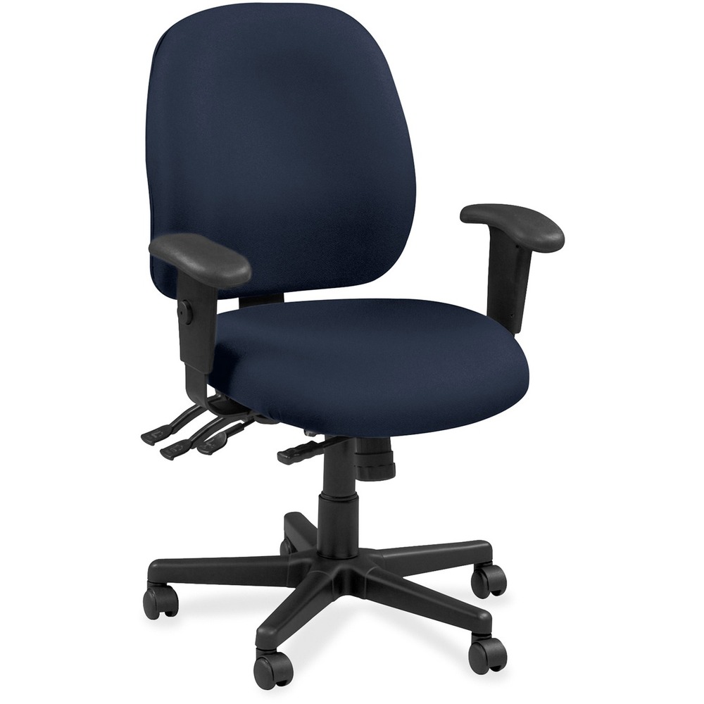 EUT4980243 - 4x4 Task Chair is an economical chair that provides all-day comfort with its contoured cushions and ergonomic features. Tilt-tension control with tilt lock allows you to adjust the recline rate based on your weight. Center tilt with adjustable tension gives you the ability to rock. Back-angle adjustment sets the back angle for personalized comfort in a reclined position. Seat-height adjustment allows you to set the height to the desired position relative to the floor. Waterfall seat slopes to reduce pressure on the back of your knees for extra comfort. Forward seat tilt changes the angle of the seat to enable proper ergonomic posture while using a computer keyboard. Arm-height adjustment allows you to move the arms up or down for proper ergonomic positioning. Ratchet-back height adjustment lets the backrest easily adjust relative to the seat for personalized lumbar region support and comfort. Fabric seat and back add a soft, comfortable addition to any space.