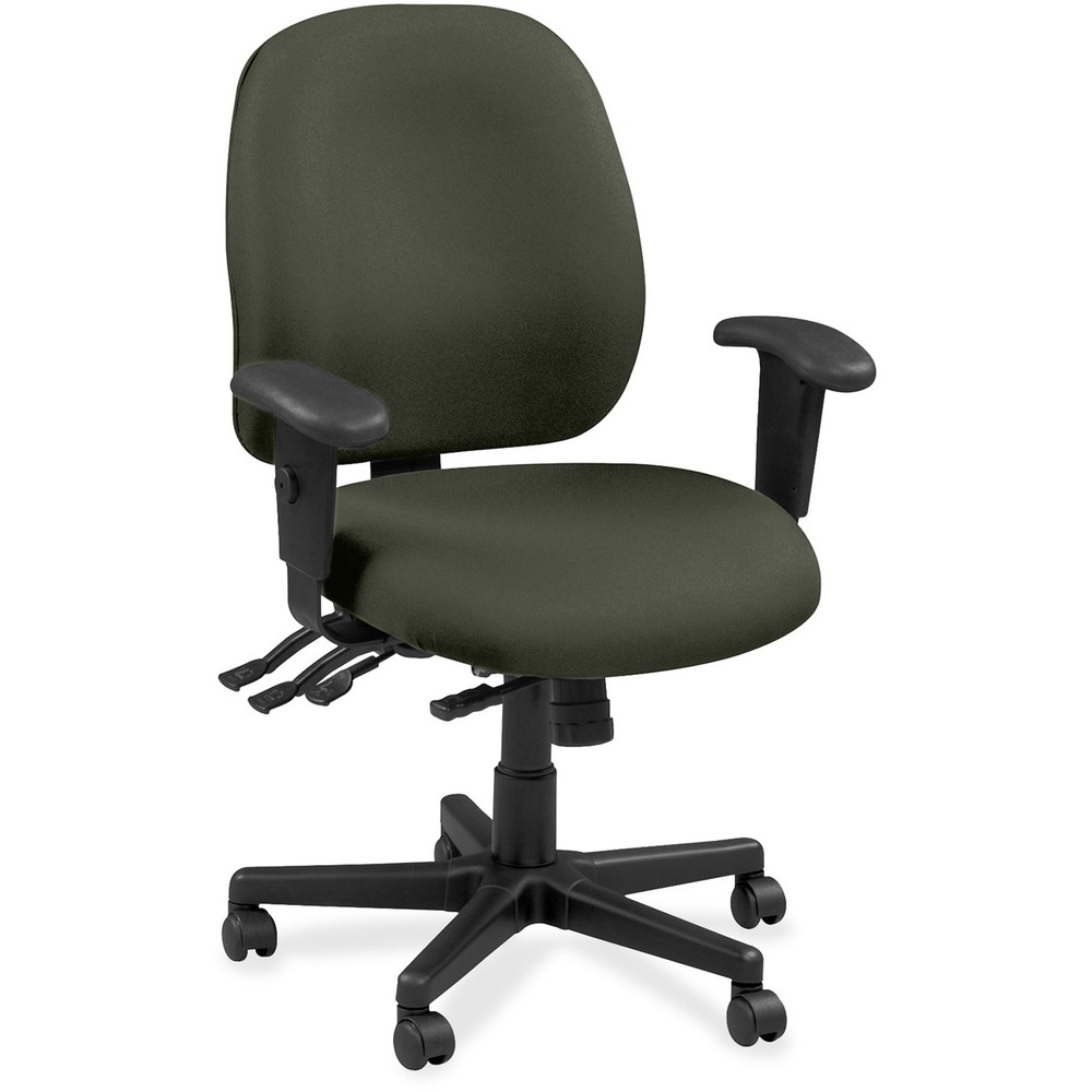 EUT4980267 - 4x4 Task Chair is an economical chair that provides all-day comfort with its contoured cushions and ergonomic features. Tilt-tension control with tilt lock allows you to adjust the recline rate based on your weight. Center tilt with adjustable tension gives you the ability to rock. Back-angle adjustment sets the back angle for personalized comfort in a reclined position. Seat-height adjustment allows you to set the height to the desired position relative to the floor. Waterfall seat slopes to reduce pressure on the back of your knees for extra comfort. Forward seat tilt changes the angle of the seat to enable proper ergonomic posture while using a computer keyboard. Arm-height adjustment allows you to move the arms up or down for proper ergonomic positioning. Ratchet-back height adjustment lets the backrest easily adjust relative to the seat for personalized lumbar region support and comfort. Fabric seat and back add a soft, comfortable addition to any space.