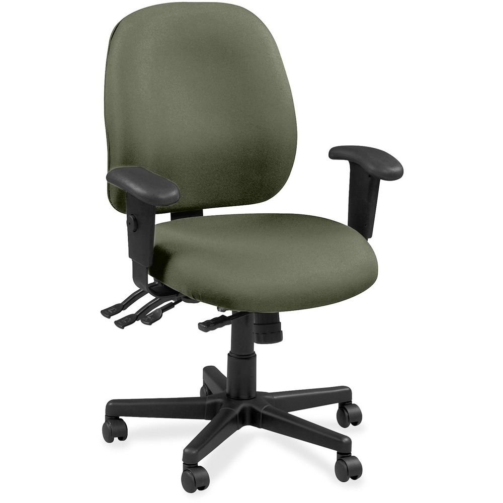 EUT4980285 - 4x4 Task Chair is an economical chair that provides all-day comfort with its contoured cushions and ergonomic features. Tilt-tension control with tilt lock allows you to adjust the recline rate based on your weight. Center tilt with adjustable tension gives you the ability to rock. Back-angle adjustment sets the back angle for personalized comfort in a reclined position. Seat-height adjustment allows you to set the height to the desired position relative to the floor. Waterfall seat slopes to reduce pressure on the back of your knees for extra comfort. Forward seat tilt changes the angle of the seat to enable proper ergonomic posture while using a computer keyboard. Arm-height adjustment allows you to move the arms up or down for proper ergonomic positioning. Ratchet-back height adjustment lets the backrest easily adjust relative to the seat for personalized lumbar region support and comfort. Fabric seat and back add a soft, comfortable addition to any space.