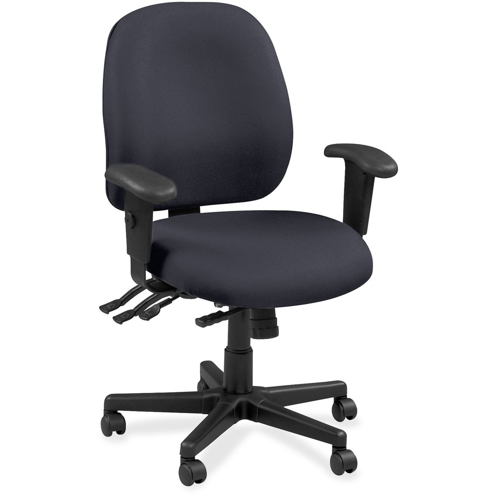 EUT4980246 - 4x4 Task Chair is an economical chair that provides all-day comfort with its contoured cushions and ergonomic features. Tilt-tension control with tilt lock allows you to adjust the recline rate based on your weight. Center tilt with adjustable tension gives you the ability to rock. Back-angle adjustment sets the back angle for personalized comfort in a reclined position. Seat-height adjustment allows you to set the height to the desired position relative to the floor. Waterfall seat slopes to reduce pressure on the back of your knees for extra comfort. Forward seat tilt changes the angle of the seat to enable proper ergonomic posture while using a computer keyboard. Arm-height adjustment allows you to move the arms up or down for proper ergonomic positioning. Ratchet-back height adjustment lets the backrest easily adjust relative to the seat for personalized lumbar region support and comfort. Fabric seat and back add a soft, comfortable addition to any space.