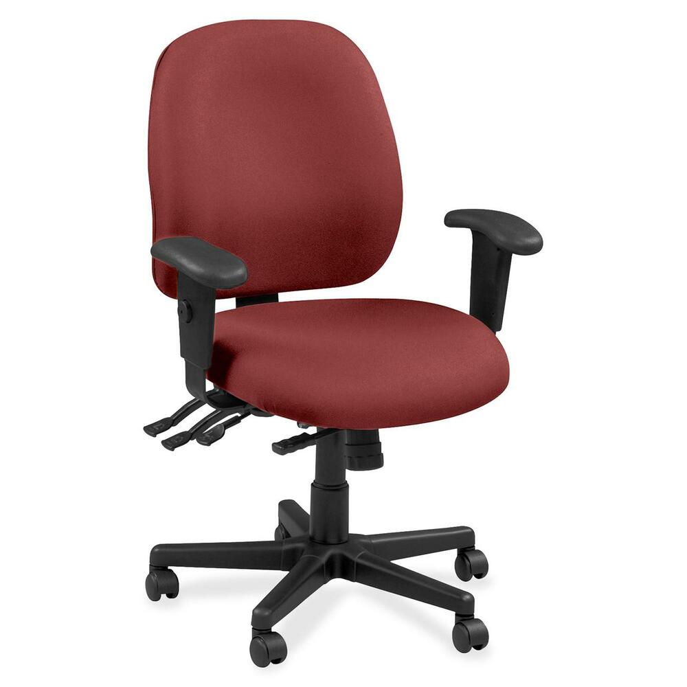 EUT4980288 - 4x4 Task Chair is an economical chair that provides all-day comfort with its contoured cushions and ergonomic features. Tilt-tension control with tilt lock allows you to adjust the recline rate based on your weight. Center tilt with adjustable tension gives you the ability to rock. Back-angle adjustment sets the back angle for personalized comfort in a reclined position. Seat-height adjustment allows you to set the height to the desired position relative to the floor. Waterfall seat slopes to reduce pressure on the back of your knees for extra comfort. Forward seat tilt changes the angle of the seat to enable proper ergonomic posture while using a computer keyboard. Arm-height adjustment allows you to move the arms up or down for proper ergonomic positioning. Ratchet-back height adjustment lets the backrest easily adjust relative to the seat for personalized lumbar region support and comfort. Fabric seat and back add a soft, comfortable addition to any space.