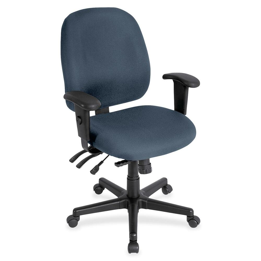 EUT498SL84 - 4x4sl Task Chair with Seat Slider provides all-day comfort with its contoured cushions and ergonomic features. Tilt-tension control with tilt lock allows you to adjust the recline rate based on your weight. Center tilt with adjustable tension gives you the ability to rock. Back-angle adjustment sets the back angle for personalized comfort in a reclined position. Seat-height adjustment allows you to set the height to the desired position relative to the floor. Adjust seat depth relative to the back. Waterfall seat slopes to reduce pressure on the back of your knees for extra comfort. Forward seat tilt changes the angle of the seat to enable proper ergonomic posture while using a keyboard. Arm-height adjustment allows you to move the arms up or down for proper ergonomic positioning. Ratchet-back height adjustment allows the backrest to easily adjust relative to the seat for personalized lumbar region support and comfort. Fabric-upholstered chair adds comfort to any space.