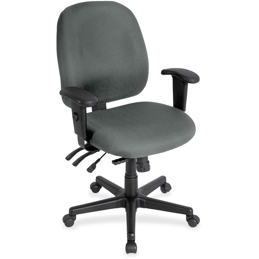 EUT498SL32 - 4x4sl Task Chair with Seat Slider provides all-day comfort with its contoured cushions and ergonomic features. Tilt-tension control with tilt lock allows you to adjust the recline rate based on your weight. Center tilt with adjustable tension gives you the ability to rock. Back-angle adjustment sets the back angle for personalized comfort in a reclined position. Seat-height adjustment allows you to set the height to the desired position relative to the floor. Adjust seat depth relative to the back. Waterfall seat slopes to reduce pressure on the back of your knees for extra comfort. Forward seat tilt changes the angle of the seat to enable proper ergonomic posture while using a keyboard. Arm-height adjustment allows you to move the arms up or down for proper ergonomic positioning. Ratchet-back height adjustment allows the backrest to easily adjust relative to the seat for personalized lumbar region support and comfort. Fabric-upholstered chair adds comfort to any space.