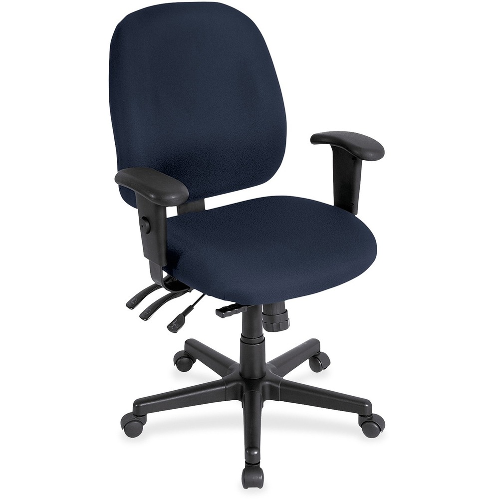 EUT498SL43 - 4x4sl Task Chair with Seat Slider provides all-day comfort with its contoured cushions and ergonomic features. Tilt-tension control with tilt lock allows you to adjust the recline rate based on your weight. Center tilt with adjustable tension gives you the ability to rock. Back-angle adjustment sets the back angle for personalized comfort in a reclined position. Seat-height adjustment allows you to set the height to the desired position relative to the floor. Adjust seat depth relative to the back. Waterfall seat slopes to reduce pressure on the back of your knees for extra comfort. Forward seat tilt changes the angle of the seat to enable proper ergonomic posture while using a keyboard. Arm-height adjustment allows you to move the arms up or down for proper ergonomic positioning. Ratchet-back height adjustment allows the backrest to easily adjust relative to the seat for personalized lumbar region support and comfort. Fabric-upholstered chair adds comfort to any space.