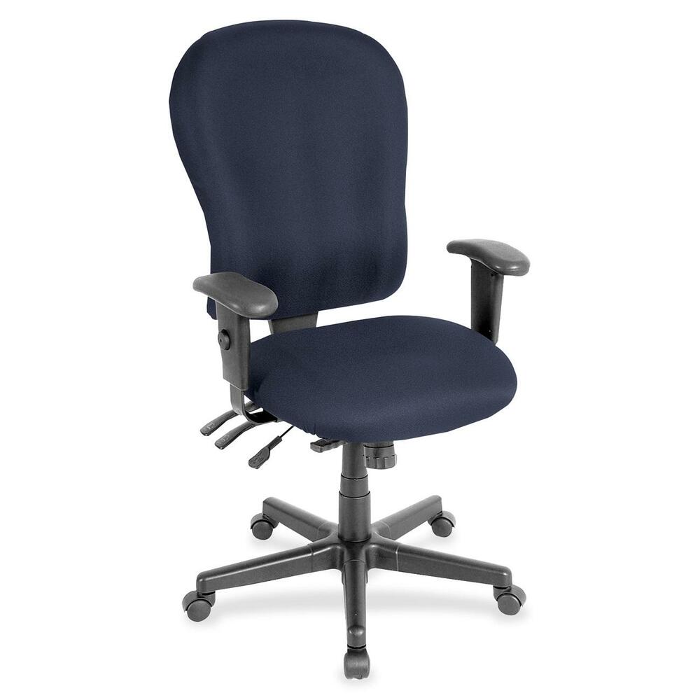 EUTFM408001 - 4x4xl High Back Task Chair is an economical chair that provides all-day comfort with its contoured cushions and ergonomic features. Tilt-tension control with tilt lock allows you to adjust the recline rate based on your weight. Center tilt with adjustable tension gives you the ability to rock. Back-angle adjustment sets the back angle for personalized comfort in a reclined position. Seat-height adjustment allows you to set the height to the desired position relative to the floor. Waterfall seat slopes to reduce pressure on the back of your knees for extra comfort. Forward seat tilt changes the angle of the seat to enable proper ergonomic posture while using a computer keyboard. Arm-height adjustment lets you to move the arms up or down for proper ergonomic positioning. Ratchet-back height adjustment allows the backrest to easily adjust relative to the seat for personalized lumbar region support and comfort. Fabric-upholstered chair adds soft comfort to any space.