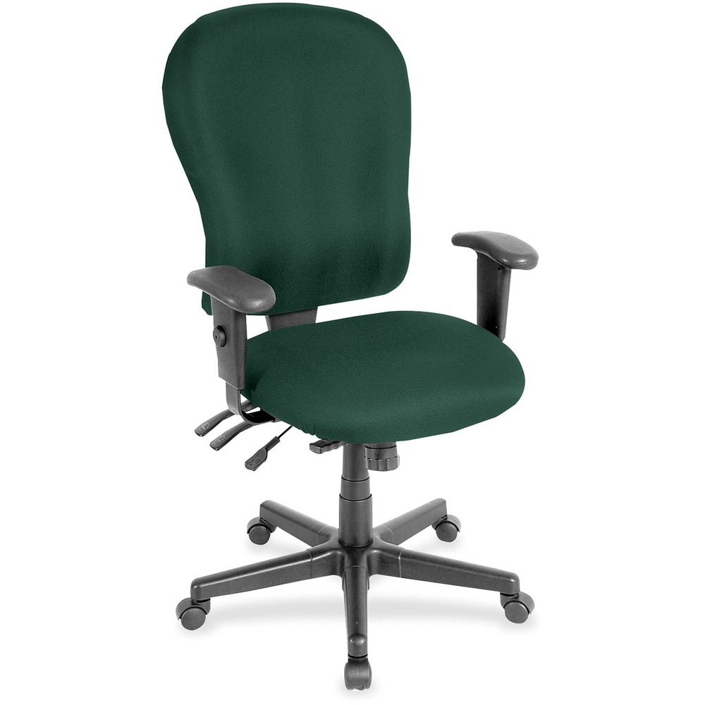 EUTFM408050 - 4x4xl High Back Task Chair is an economical chair that provides all-day comfort with its contoured cushions and ergonomic features. Tilt-tension control with tilt lock allows you to adjust the recline rate based on your weight. Center tilt with adjustable tension gives you the ability to rock. Back-angle adjustment sets the back angle for personalized comfort in a reclined position. Seat-height adjustment allows you to set the height to the desired position relative to the floor. Waterfall seat slopes to reduce pressure on the back of your knees for extra comfort. Forward seat tilt changes the angle of the seat to enable proper ergonomic posture while using a computer keyboard. Arm-height adjustment lets you to move the arms up or down for proper ergonomic positioning. Ratchet-back height adjustment allows the backrest to easily adjust relative to the seat for personalized lumbar region support and comfort. Fabric-upholstered chair adds soft comfort to any space.