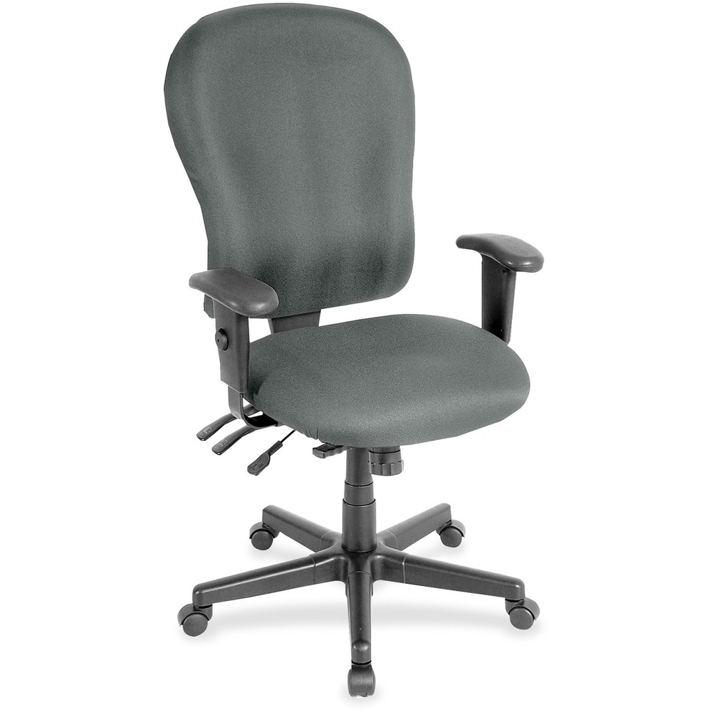 EUTFM408032 - 4x4xl High Back Task Chair is an economical chair that provides all-day comfort with its contoured cushions and ergonomic features. Tilt-tension control with tilt lock allows you to adjust the recline rate based on your weight. Center tilt with adjustable tension gives you the ability to rock. Back-angle adjustment sets the back angle for personalized comfort in a reclined position. Seat-height adjustment allows you to set the height to the desired position relative to the floor. Waterfall seat slopes to reduce pressure on the back of your knees for extra comfort. Forward seat tilt changes the angle of the seat to enable proper ergonomic posture while using a computer keyboard. Arm-height adjustment lets you to move the arms up or down for proper ergonomic positioning. Ratchet-back height adjustment allows the backrest to easily adjust relative to the seat for personalized lumbar region support and comfort. Fabric-upholstered chair adds soft comfort to any space.