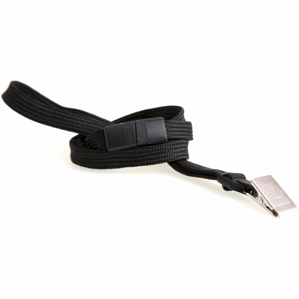 BAU65524 - This 3/8" flat woven lanyard features a universal slide adapter for easy repositioning of breakaway clasp. Nickel-plated steel bulldog-style clip includes a high-tension spring to hold credentials securely. Safety Breakaway Lanyard is 36" long. More from the Manufacturer