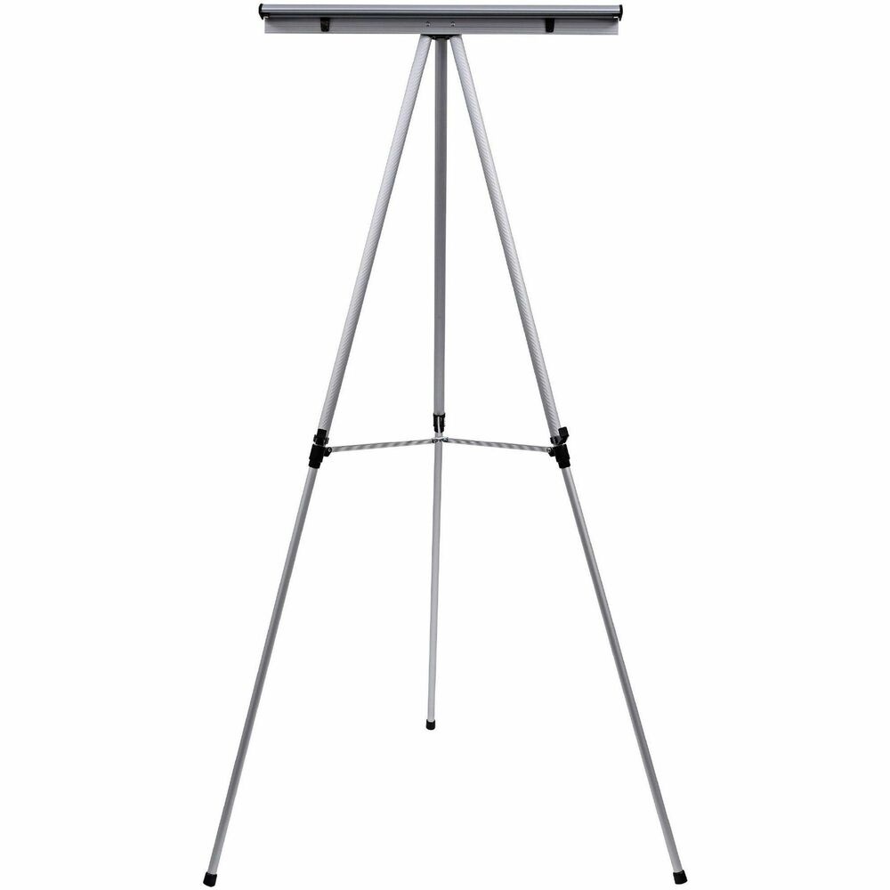 BVCFLX05102MV - Heavy-duty display easel can hold any size easel pad with its full-width, no-pinch pad retainer that easily snaps off and on. Metal easel also adjusts in height from 37-1/2" to 69" for tabletop or floor display. Sturdy telescoping legs feature a heavyweight locking center brace for stability and supports weight up to 45 lb. Adjustable sign holders lock into place. Three-leg display easel also folds easily for storage or transport and features rubber nonskid feet. Legs are made of aluminum. Support arms are made of plastic.