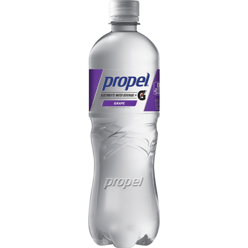 QKR00342 - Get more from every drop with Propel Zero Water in the refreshing grape flavor. This no-calorie beverage gives you antioxidants and Vitamins C, E and B so you can replenish, energize and protect yourself with zero calories and no added color. Convenient 24 oz. size is perfect at your desk or on the go. Screw-top reseals the bottles to keep your water fresh.
