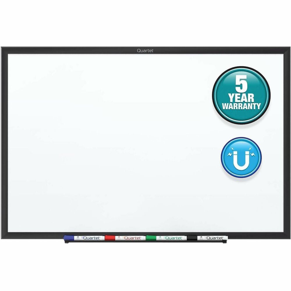 QRTSM537B - Upscale, magnetic dry-erase board offers a smooth, blank writing surface that is ideal for jotting down reminders, collaborating with others and keeping yourself organized. Ideal for moderate use in spaces with regular traffic. Magnetic quality with steel backing allows the surface of the board to double as a whiteboard and magnetic bulletin board. Clearly write messages using dry-erase markers and hang documents on the board using magnets. Black finish, aluminum frame is sturdy and stylish. Attached marker tray provides convenient storage for accessories. Board also includes one dry-erase marker with a chisel tip and easy-to-use hardware for wall-mounting. To extend the life span of the board, clean the surface regularly with Quartet cleaning solutions. More from the Manufacturer