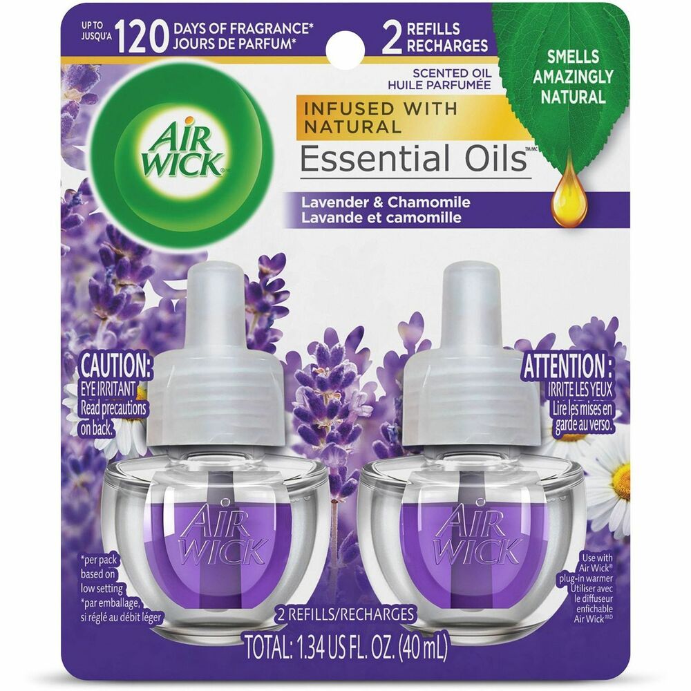 RAC78473 - Leave a lasting impression on guests and ensure a consistent experience using Air Wick Scented Oil Refills with Essential Oils. Keep supply rooms stocked with the pleasant scent your guests associate with your business or home. Get up to 120 days on the lowest warmer setting of a natural-smelling fragrance infused with essential oils. Easily refill your Air Wick plug-in warmer (not included) by unscrewing the cap and inserting the refill until it clicks. Adjust the warmer settings to emit the optimal fragrance in each room. Enhance entrances, common areas, offices, breakrooms and guest rooms with an appealing scent.