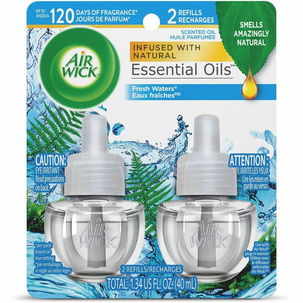 RAC79717 - Leave a lasting impression on guests and ensure a consistent experience using Air Wick Scented Oil Refills with Essential Oils. Keep supply rooms stocked with the pleasant scent your guests associate with your business or home. Get up to 120 days on the lowest warmer setting of a natural-smelling fragrance infused with essential oils. Easily refill your Air Wick plug-in warmer (not included) by unscrewing the cap and inserting the refill until it clicks. Adjust the warmer settings to emit the optimal fragrance in each room. Enhance entrances, common areas, offices, breakrooms and guest rooms with an appealing scent.