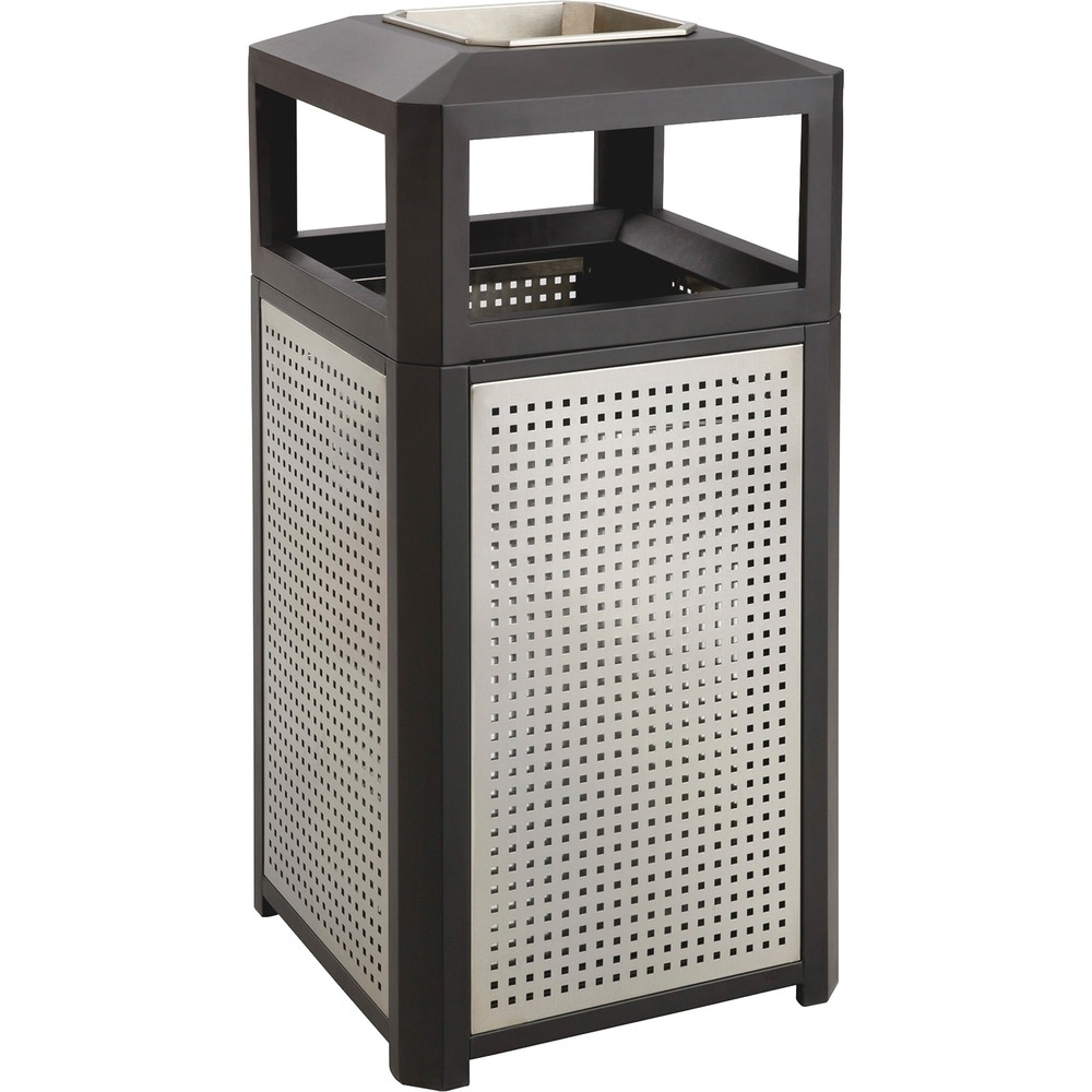 SAF9935BL - Steel waste receptacle with ash tray gives you the right style for your space. Side openings on all four sides are easily accessible. Ash tray is built into the top for handy disposal of cigarettes. The Evos Series Waste Receptacle features a durable steel frame with perforated steel panels. Durable construction is ideal for the outdoors and subtle enough for any large-capacity indoor needs. Receptacle holds up to 38 gallons and includes a rigid plastic liner.
