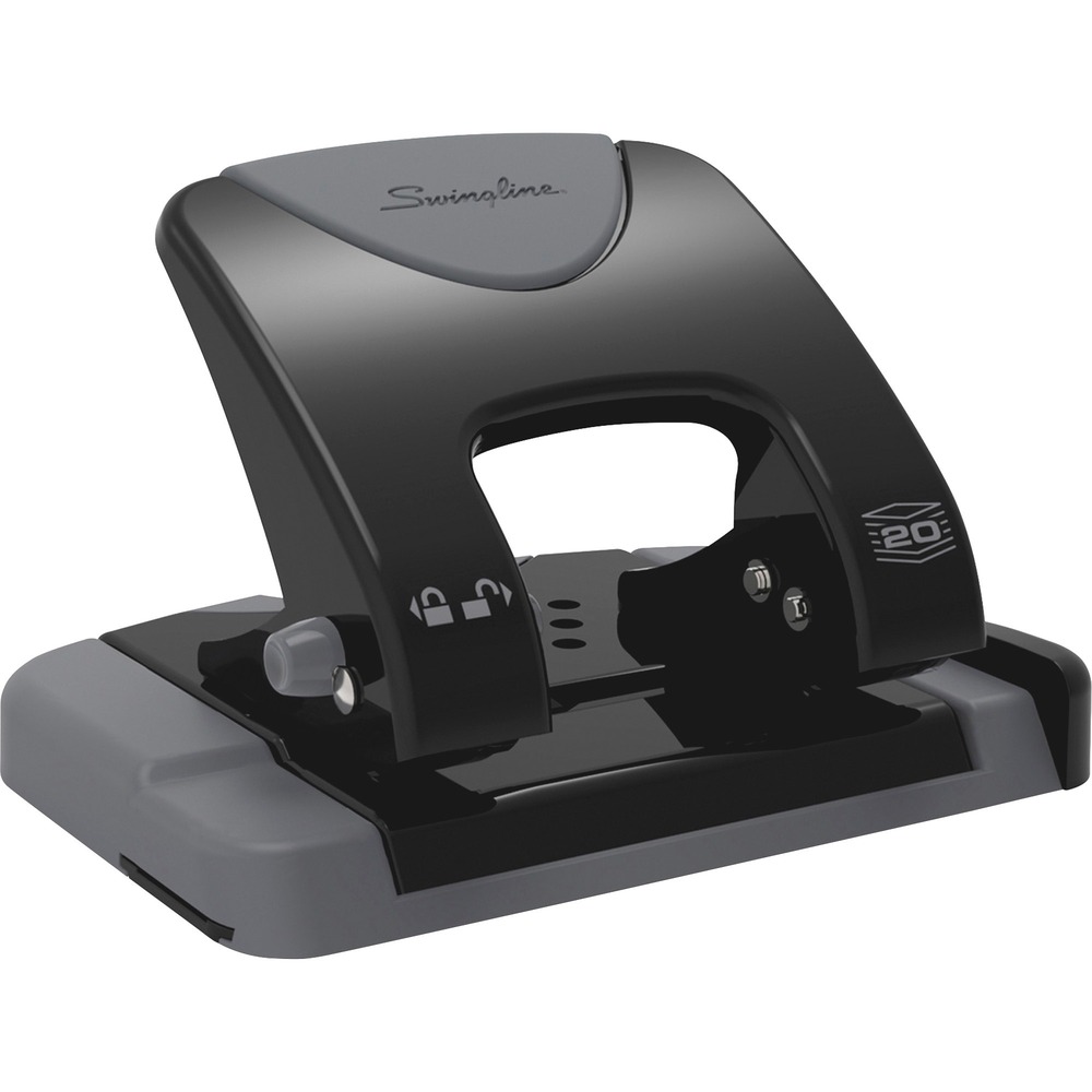 SWI74135 - Perfect for any office worker's desktop, this easy-to-use two-hole punch reduces the amount of effort it takes to punch holes. The low-force punch design of the SmartTouch makes it 50 percent easier to use than with a standard paper punch. Punch two crisp, clean holes through as many as 20 sheets. Hole pattern in punch base allows you to see when chip tray is full. Punch has a removable base and a back opening for quick paper-chip disposal. The resulting 9/32" holes from the fixed punch heads are perfectly spaced to easily insert sheets into a two-ring file or folder. Soft grip handle further increases comfort of the manual hole punching. Handle locks into a closed position for compact storage. Durable, metal hole punch also features an 8-1/2" to 11" extendable paper guide, built-in ruler and edge guide for better punch alignment.
