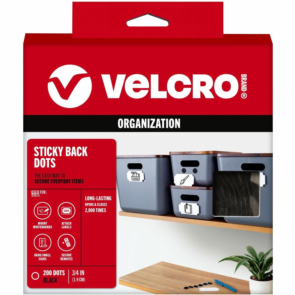 VEK91823 - VELCRO Brand Sticky Back hook and loop fasteners deliver strong holding power. Simple peel and stick application. For smooth surfaces such as painted wallboard, glass, metal and most plastics, can be used for indoor or outdoor applications. VELCRO Brand is the original hook and loop fastener. Much better durability and strength than other off brand fasteners. They are available in squares, coins, strips, and tapes and come in a range of different sizes and colors. A must have for any home, school or office. Great for organization, mounting, hanging, and securing. Instructions: 1. Clean and dry surface before application. 2. Peel tape from fastener and press firmly into place. 3. Adhesive reaches maximum strength after 24 hours. Note: Not recommended for fabrics, flexible vinyl or underwater use. Continued exposure to full sunlight can damage fastener. More from the Manufacturer