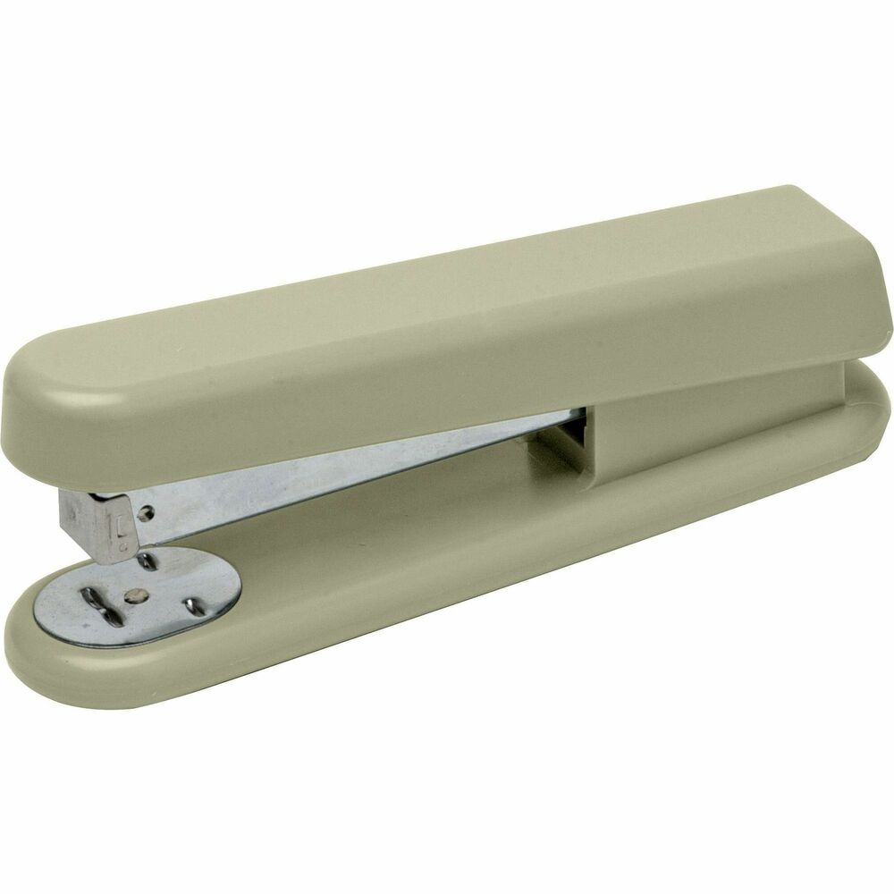 NSN1396170 - Standard desk-type stapler operates manually to staple up to 20 sheets of paper at one time. Anvil adjusts to produce either a standard or pin clinch. Throat depth is 3". Base swings clear for tacking. Stapler holds 210 size 1 standard staples (1/4" x 1/2").   