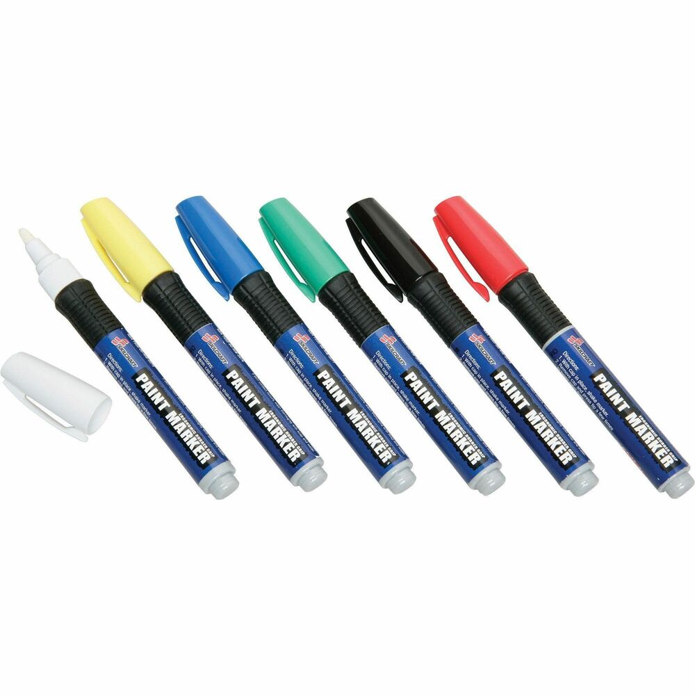 NSN2074167 - Pump-action, fiber tip, oil-based paint markers are ideal for use on porous and nonporous surfaces including stone, wood, glass, plastic, metal, leather, ceramic, marble, granite, glossy surfaces, paper and more. They are ideal for heavy-duty industrial and professional applications as well as for personalization and decorative purposes. Quick-drying, vibrant-colored paint resists water, sunlight, rough handling and various chemicals. It is weatherproof, fadeproof and acid-free, making it archival-safe. All medium-point markers have a medium-sized bullet tip and wide-style barrel. Ergonomic rubber grip adds comfort to your writing. Barrel also has a durable pocket clip on the cap for convenient attachment and carrying.