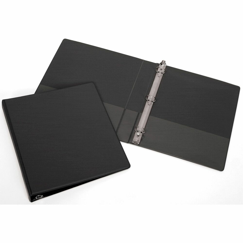 NSN2784131 - Round-ring binder is ideal for storage of frequently accessed documents. Three-ring exposed rivet binder accommodates letter-size punched paper. Pockets on the inside of the front and back cover easily store unpunched and loose papers. Vinyl binder offers quality construction with heavy-duty vinyl covers and boards that resist tearing and cracking.   