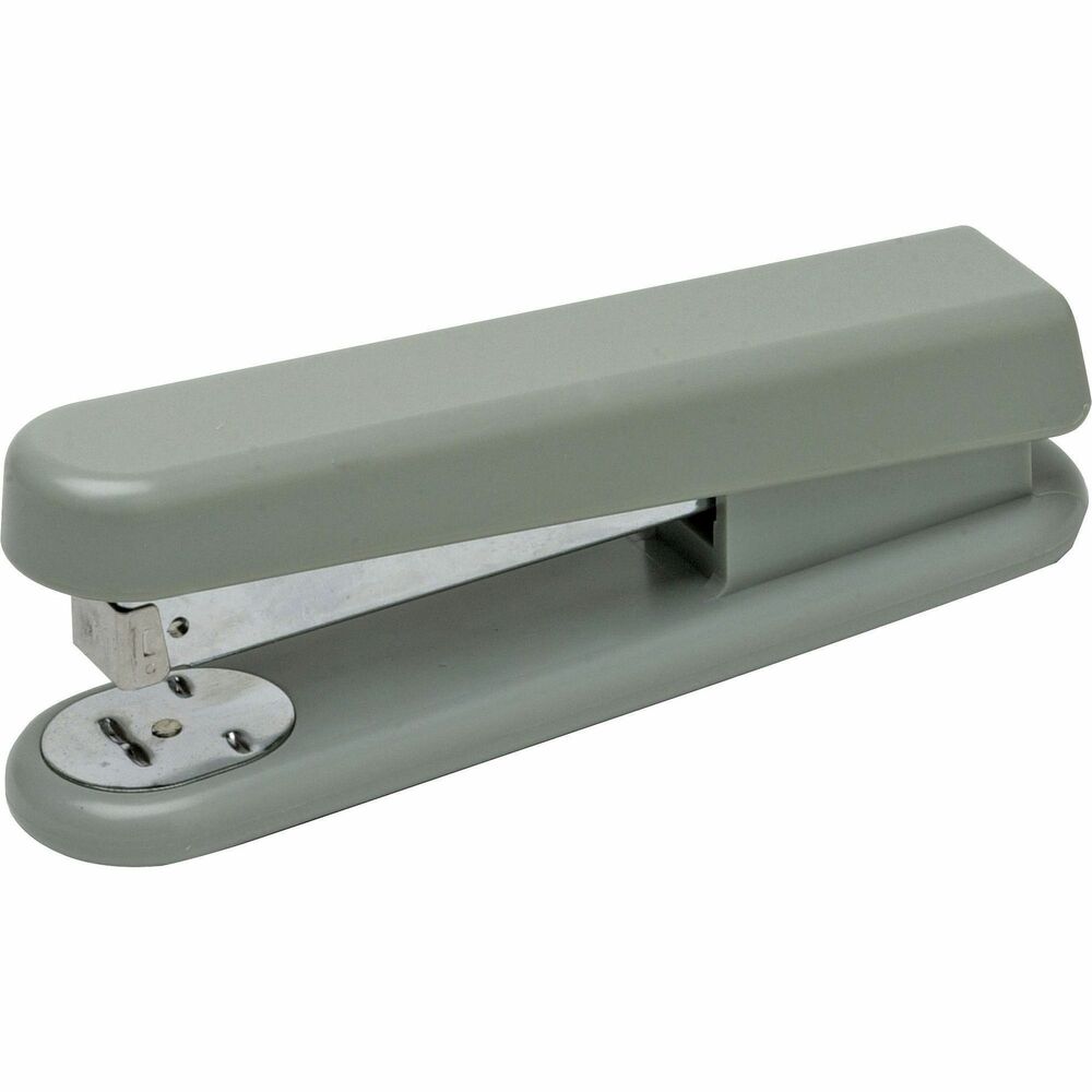 NSN2815895 - Standard desk-type stapler operates manually to staple up to 20 sheets of paper at one time. Anvil adjusts to produce either a standard or pin clinch. Throat depth is 3". Base swings clear for tacking. Stapler holds 210 size 1 standard staples (1/4" x 1/2").   