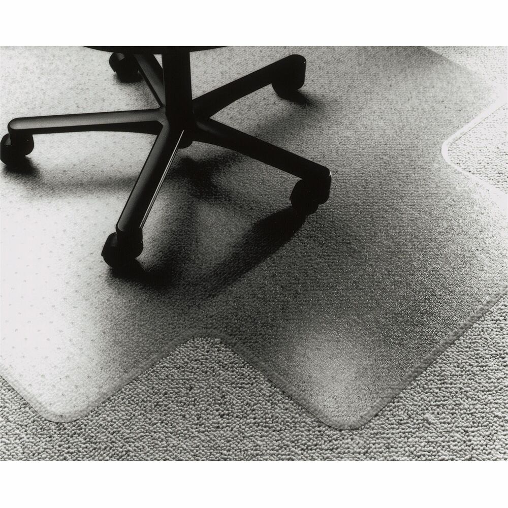 NSN3053062 - Heavy-duty chairmat is designed for use over high-pile, plush carpet. Clear vinyl chairmat features a 20" x 12" centered lip.   