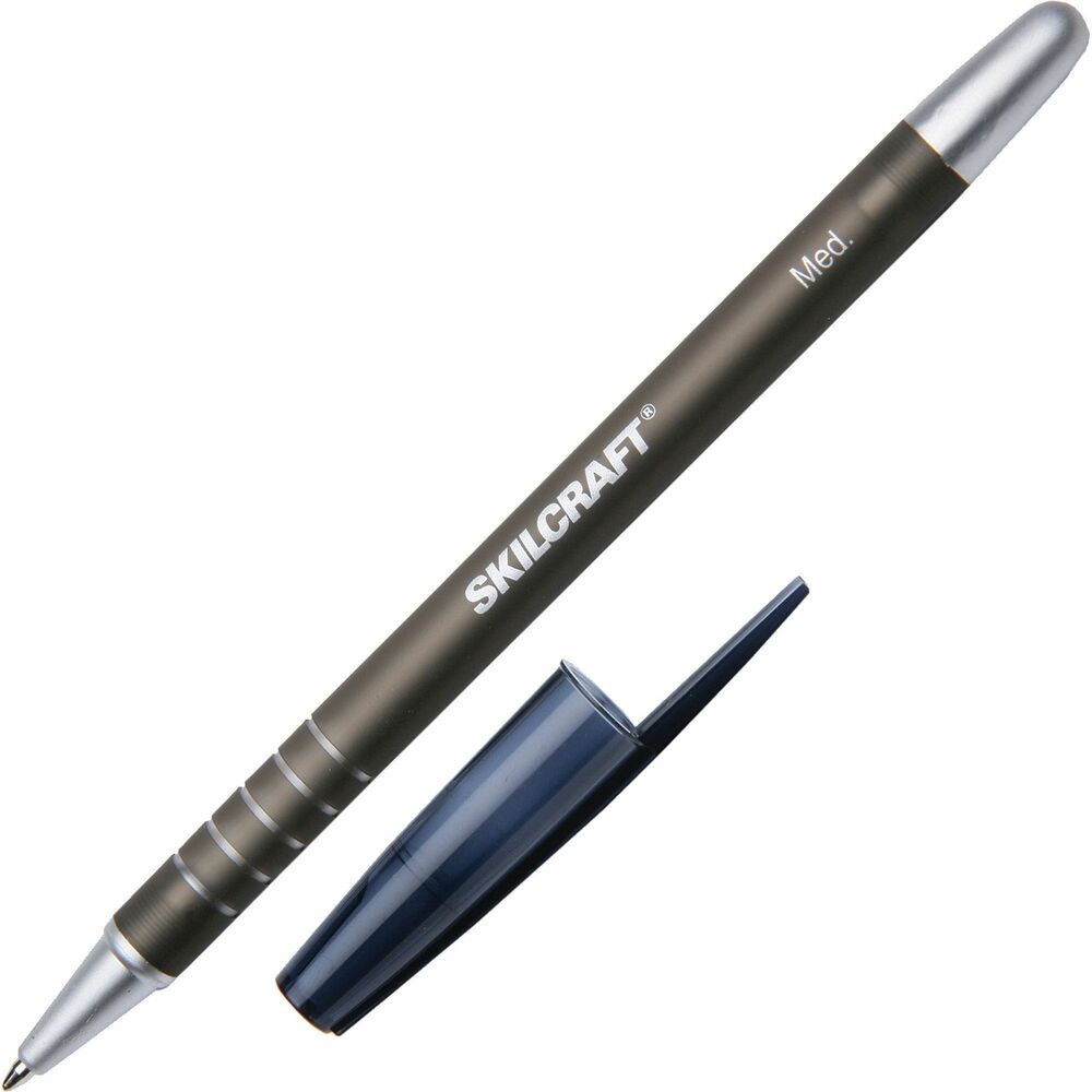 NSN3576844 - Ballpoint stick pens feature rubberized barrels for greater writing comfort. Gripping rings add comfort and control to your writing experience. Long-lasting ink supply will not smear or fade. Refillable.