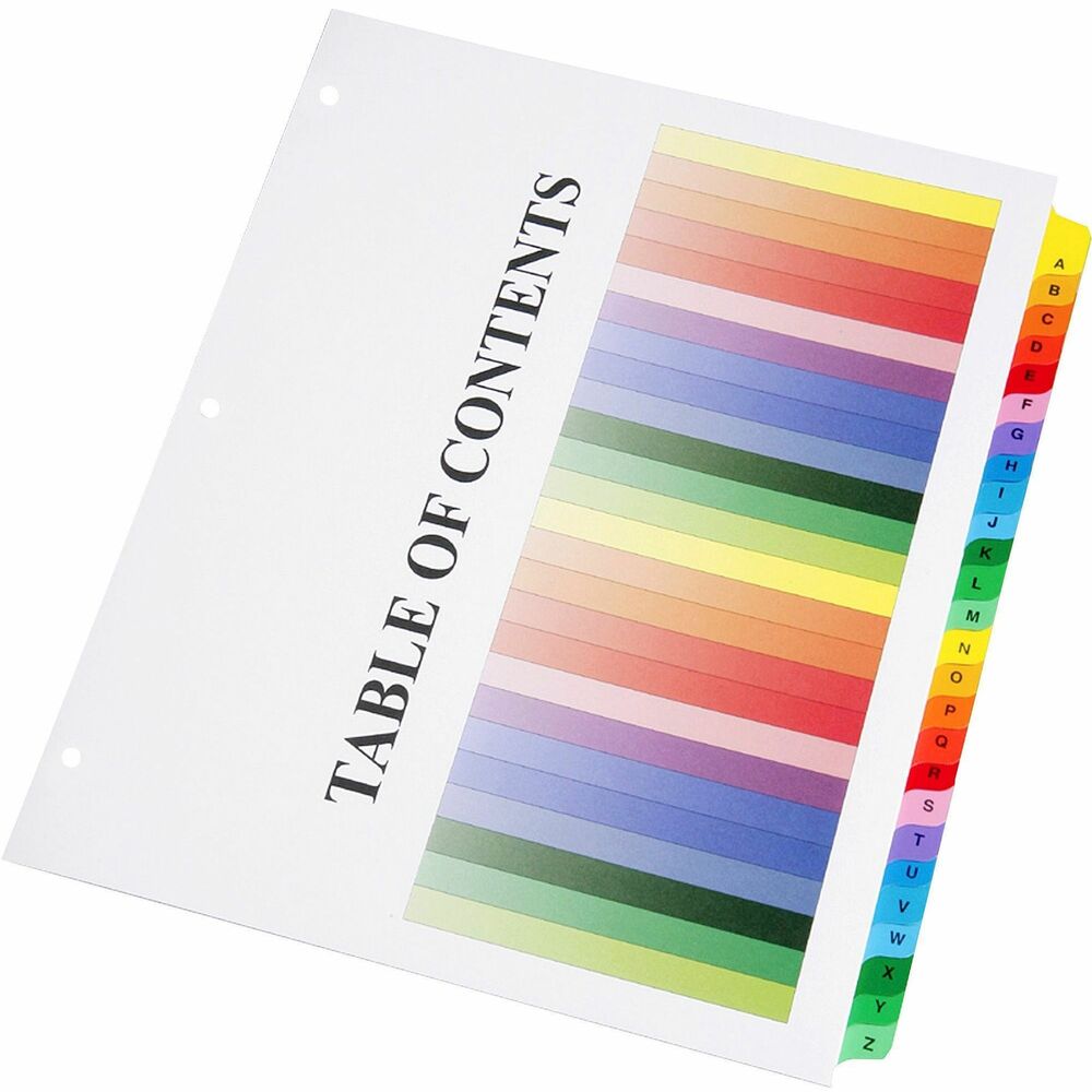 NSN3683492 - One-step, multiple index set organizes several binders as easily as just one. Each set includes a printable index page for tab reference. No tab typing or tab inserting. Mylar-reinforced binding edge prevents sheets from tearing.   