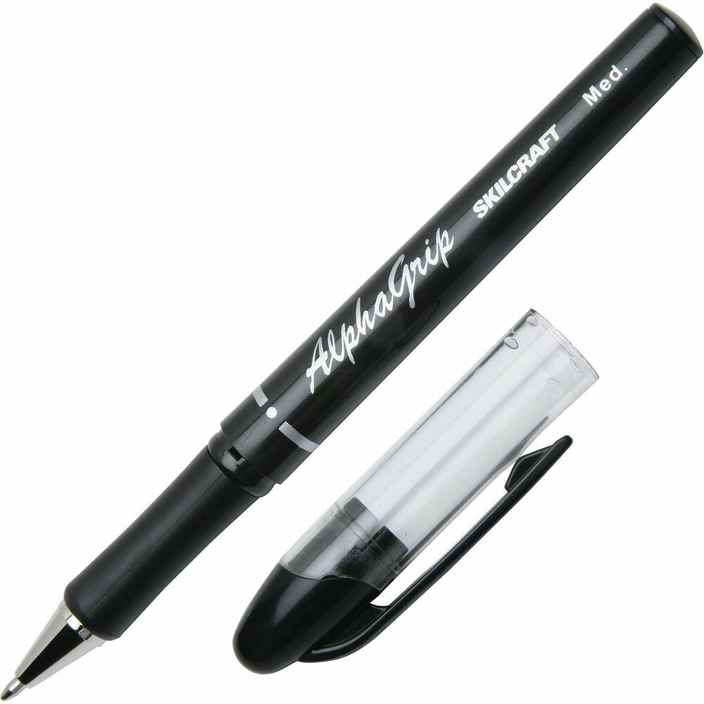 NSN4244875 - AlphaGrip Ballpoint Pen features an ergonomic design with contoured soft rubber grip for added comfort and reduced writing fatigue. The barrel color indicates ink color for easy identification. Ink is permanent, fade-proof and acid-free. Ballpoint pen is refillable.