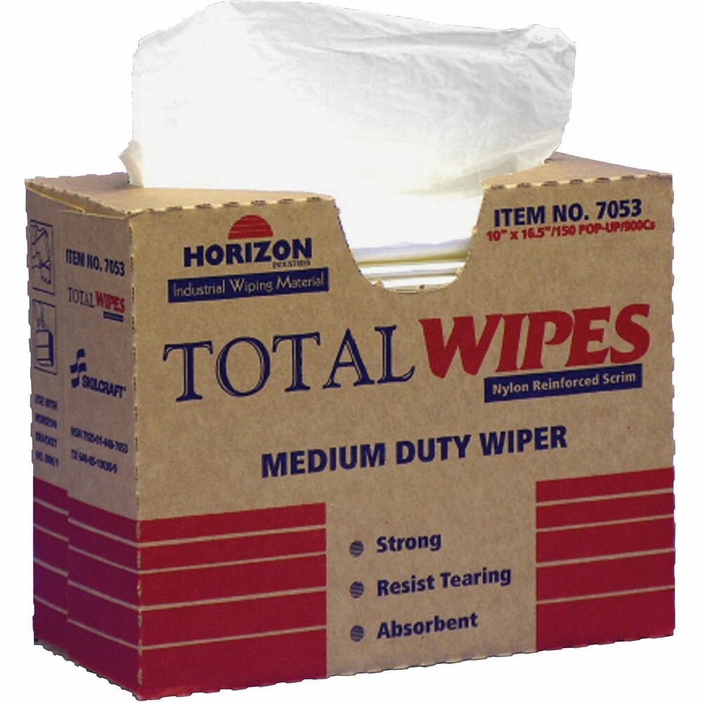 NSN4487053 - Medium-duty, all-purpose wiping towels work well in offices, hospitals, housekeeping, and fleets. Ideal for multipurpose or one-time use. Each four-ply towel is very absorbent and nylon-reinforced to resist tearing. Use to clean up grease, grime and spills. Wiping towels are not intended for plastic. 