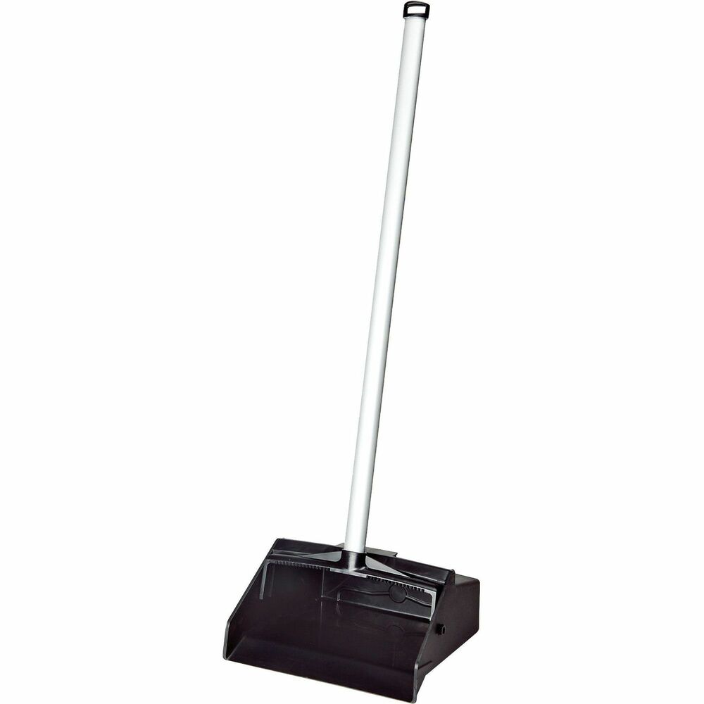 NSN4606663 - Dustpan is attached to a 32" aluminum handle. 12" x 11" hopper swings freely or locks upright. Dustpan is designed for use with the SKILCRAFT Lobby Broom. The set is a mandatory purchase item for the Veterans Administration.
