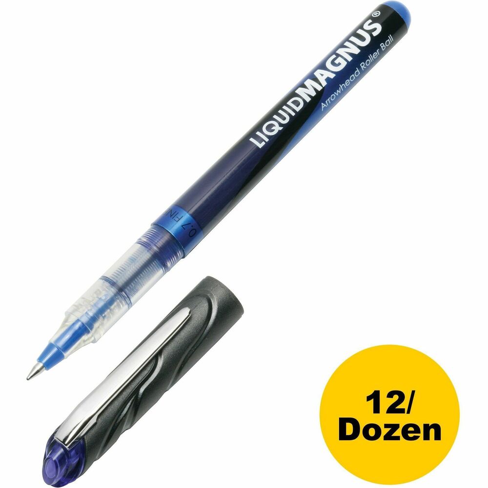 NSN4612665 - Liquid Magnus Rollerball Pens contain water-resistant, fade-resistant, acid-free, liquid pigmented ink for the exceptionally smooth writing experience of a gel pen combined with the strength and durability of a ballpoint pen. Rollerball pens are designed for precise writing, even through carbon copies, and write clean, distinct lines. Visible ink supply helps monitor ink levels. Color-coded cap includes a flat metal clip.   
